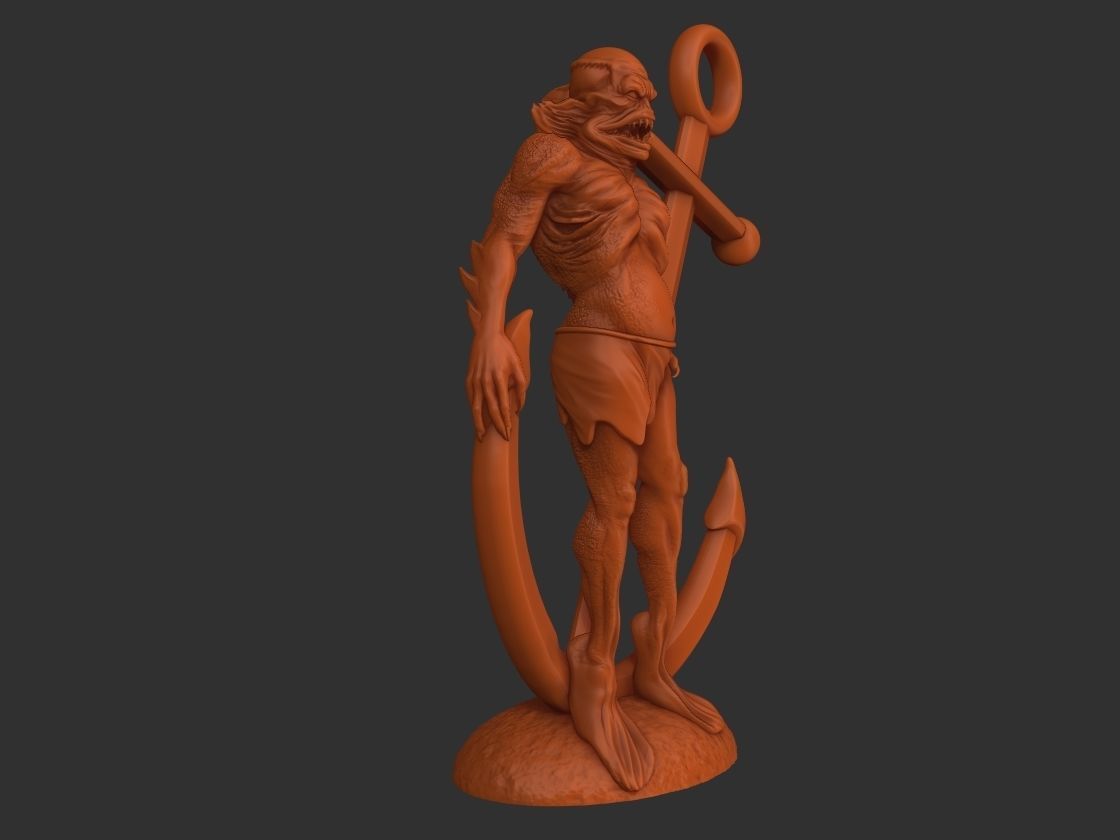 Merman figurine 3D print model_11