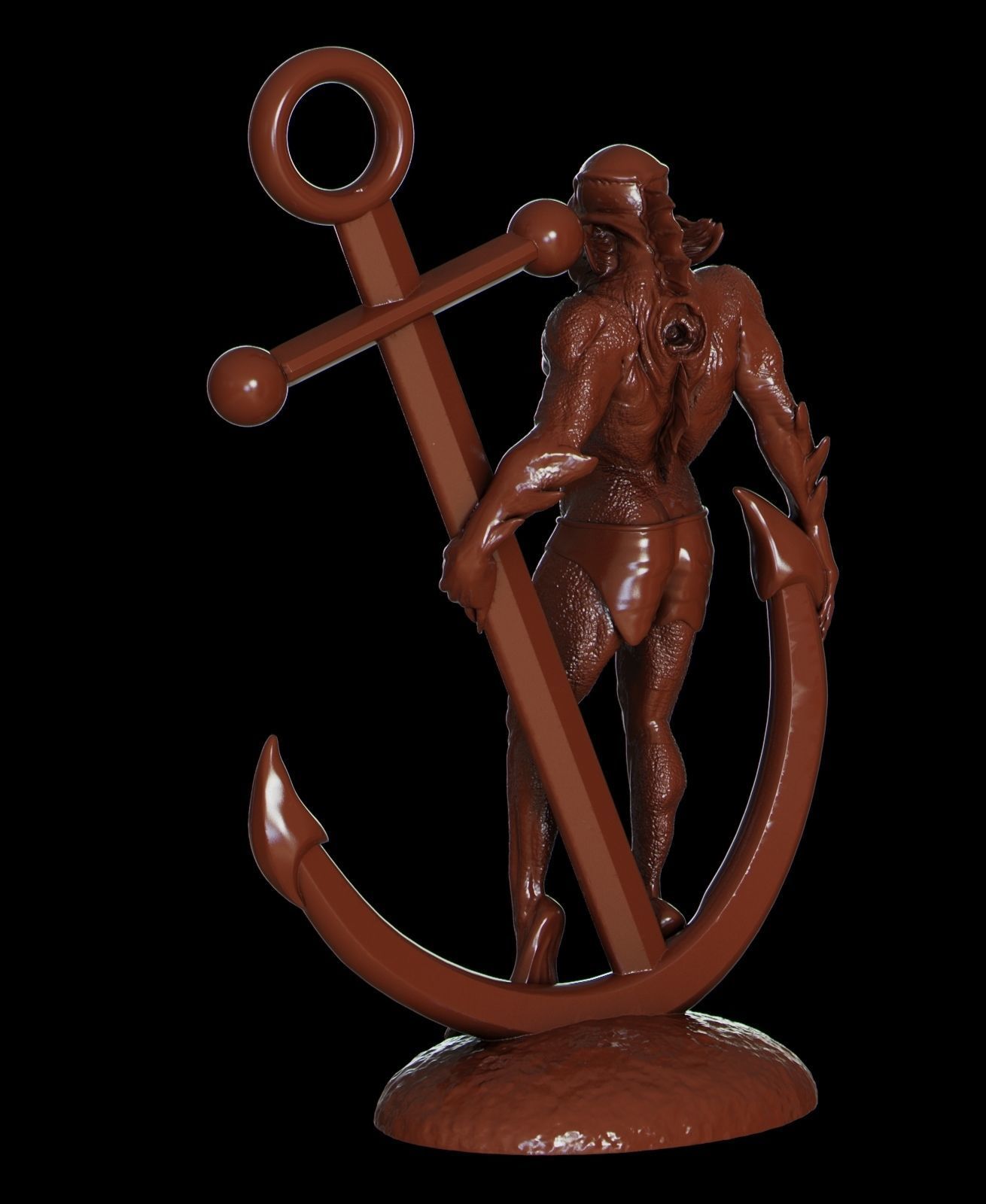 Merman figurine 3D print model_2