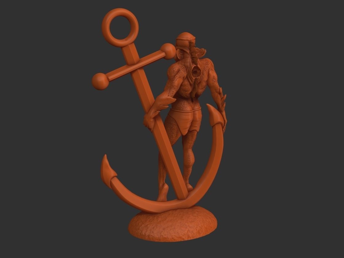 Merman figurine 3D print model_9