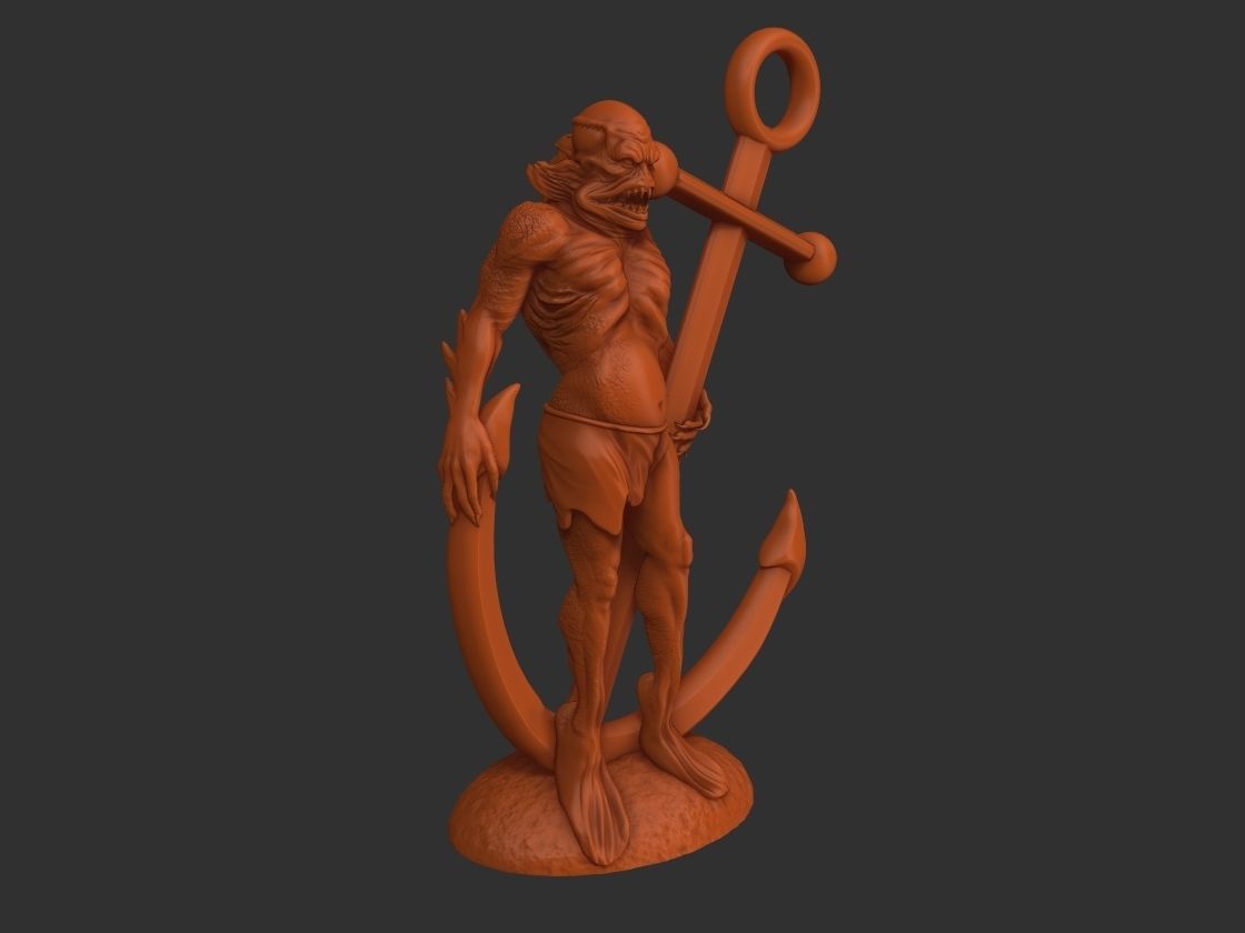 Merman figurine 3D print model_6