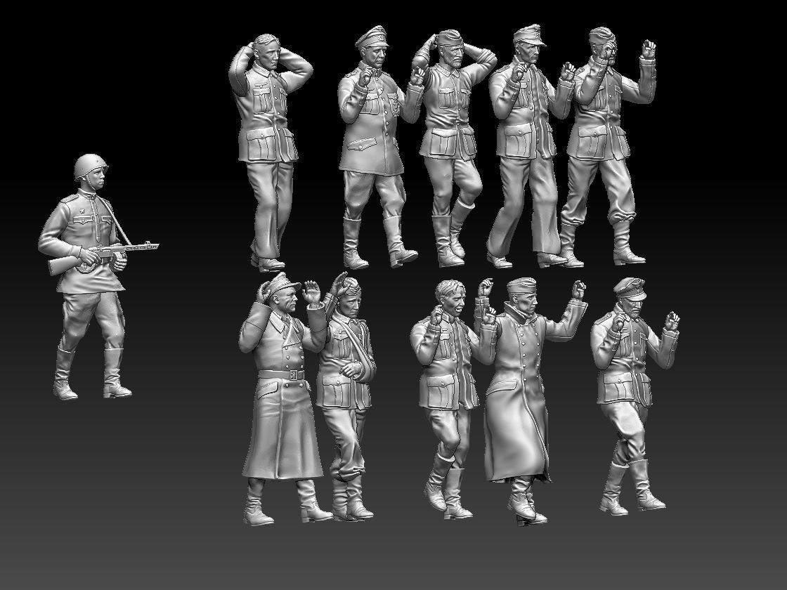 captured German soldiers 3D print model_11