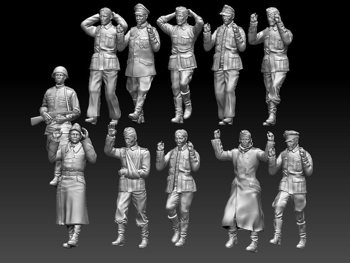 captured German soldiers 3D print model_3