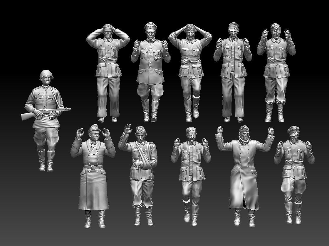 captured German soldiers 3D print model_1