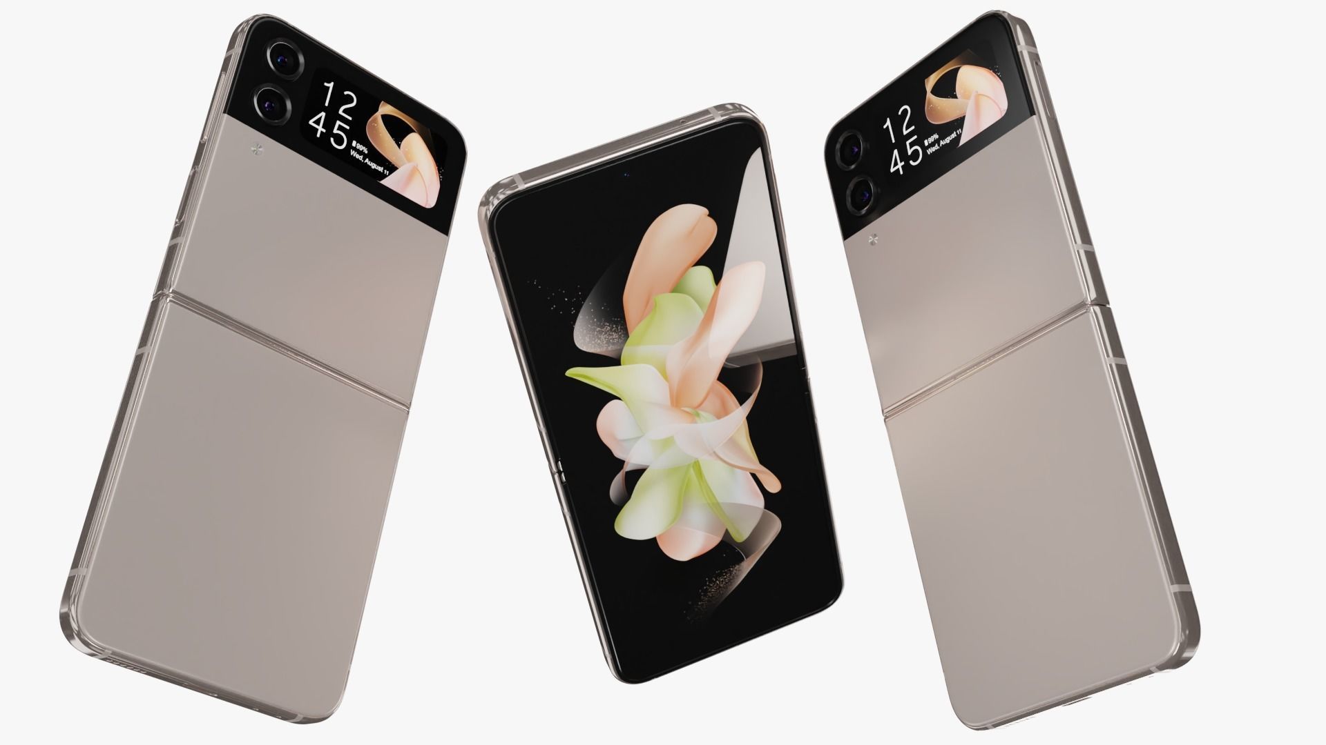 Samsung Galaxy Z Flip 4 Pink Gold Low-poly 3D model_3