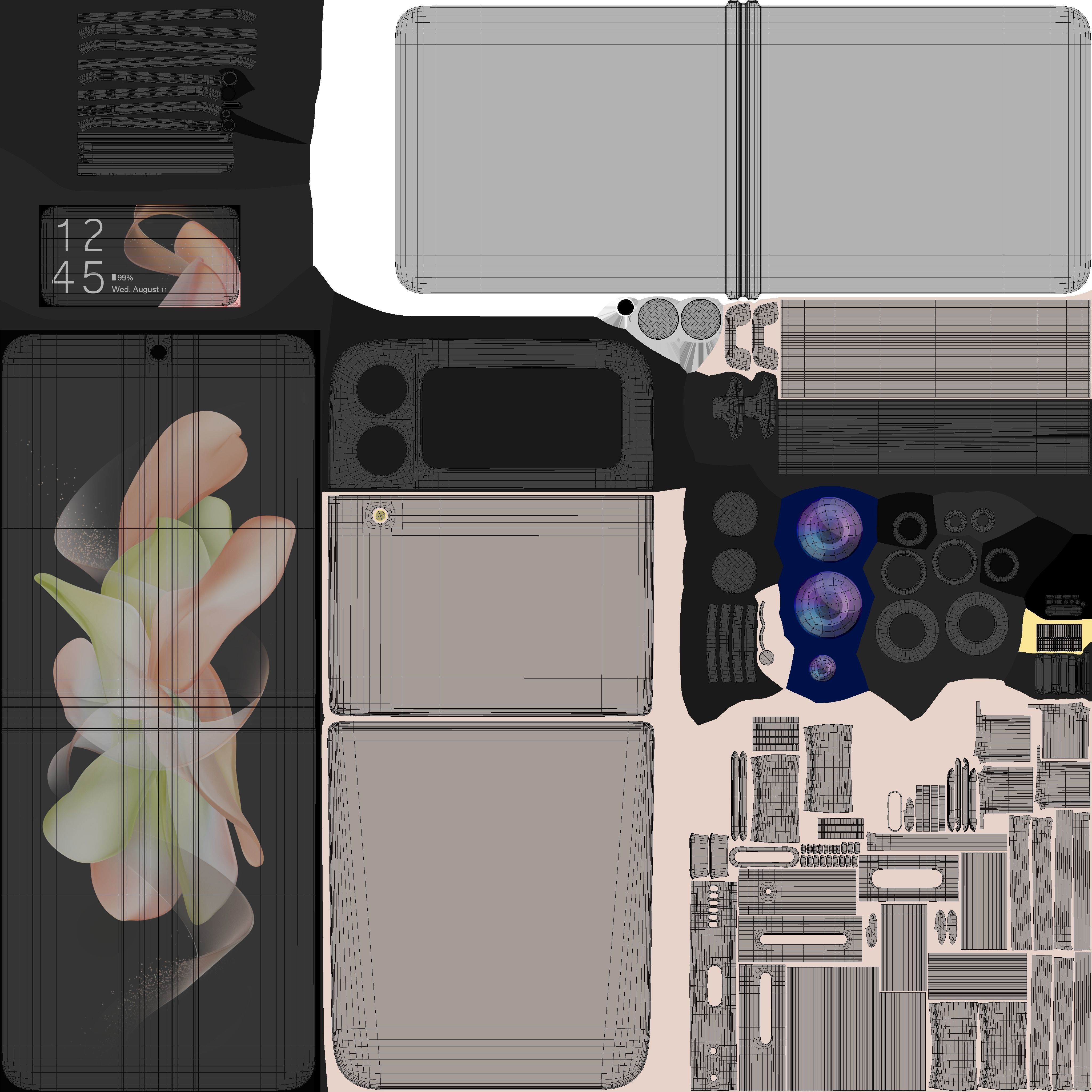 Samsung Galaxy Z Flip 4 Pink Gold Low-poly 3D model_14
