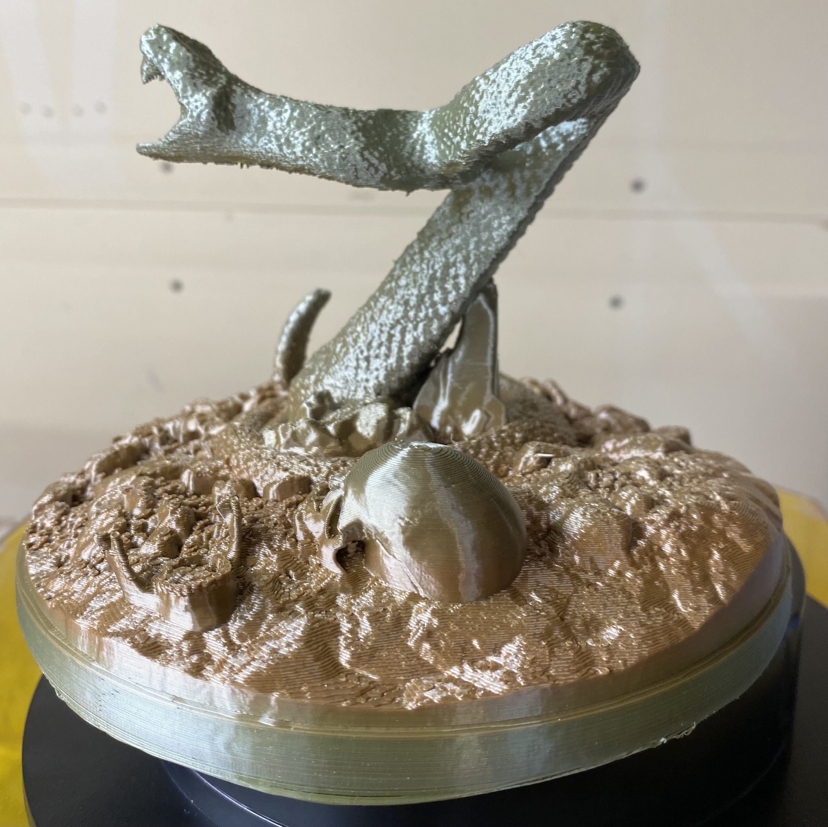 RATTLE SNAKE HOARDING GEMS WITH A PAST VICTIMS SKULL 3D print model_3