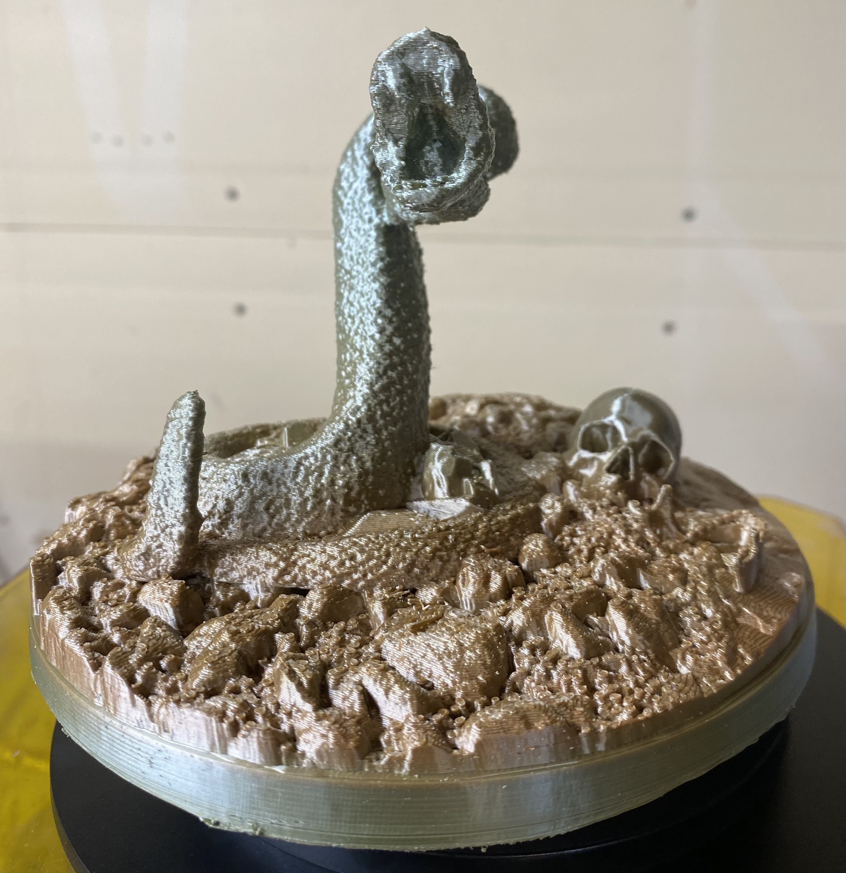 RATTLE SNAKE HOARDING GEMS WITH A PAST VICTIMS SKULL 3D print model_2