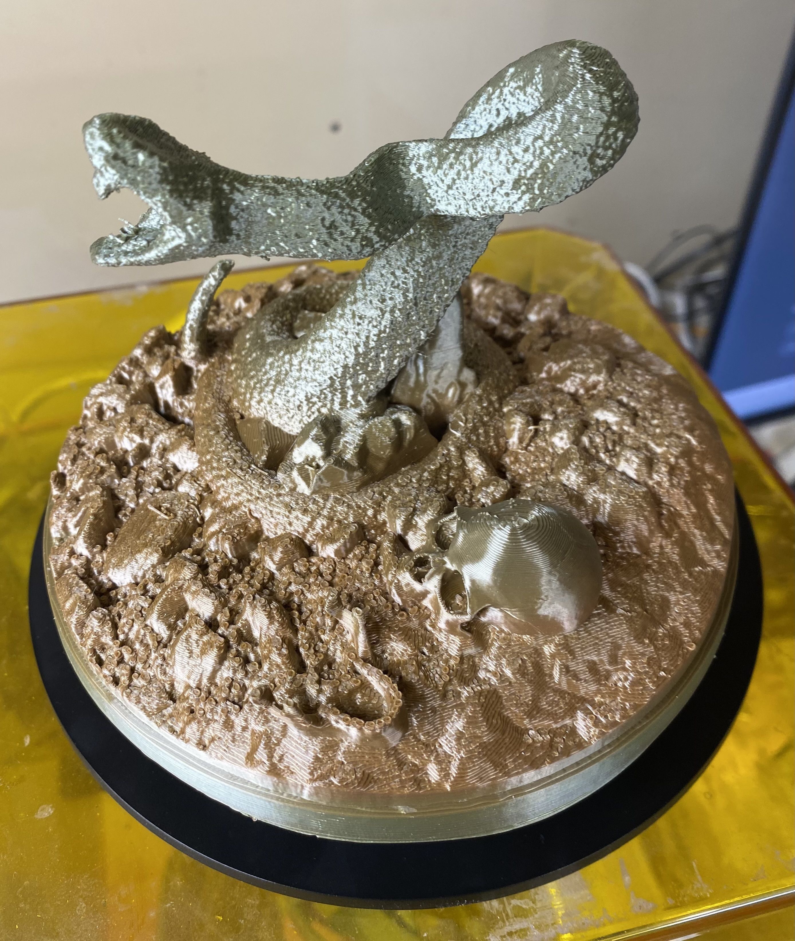 RATTLE SNAKE HOARDING GEMS WITH A PAST VICTIMS SKULL 3D print model_4