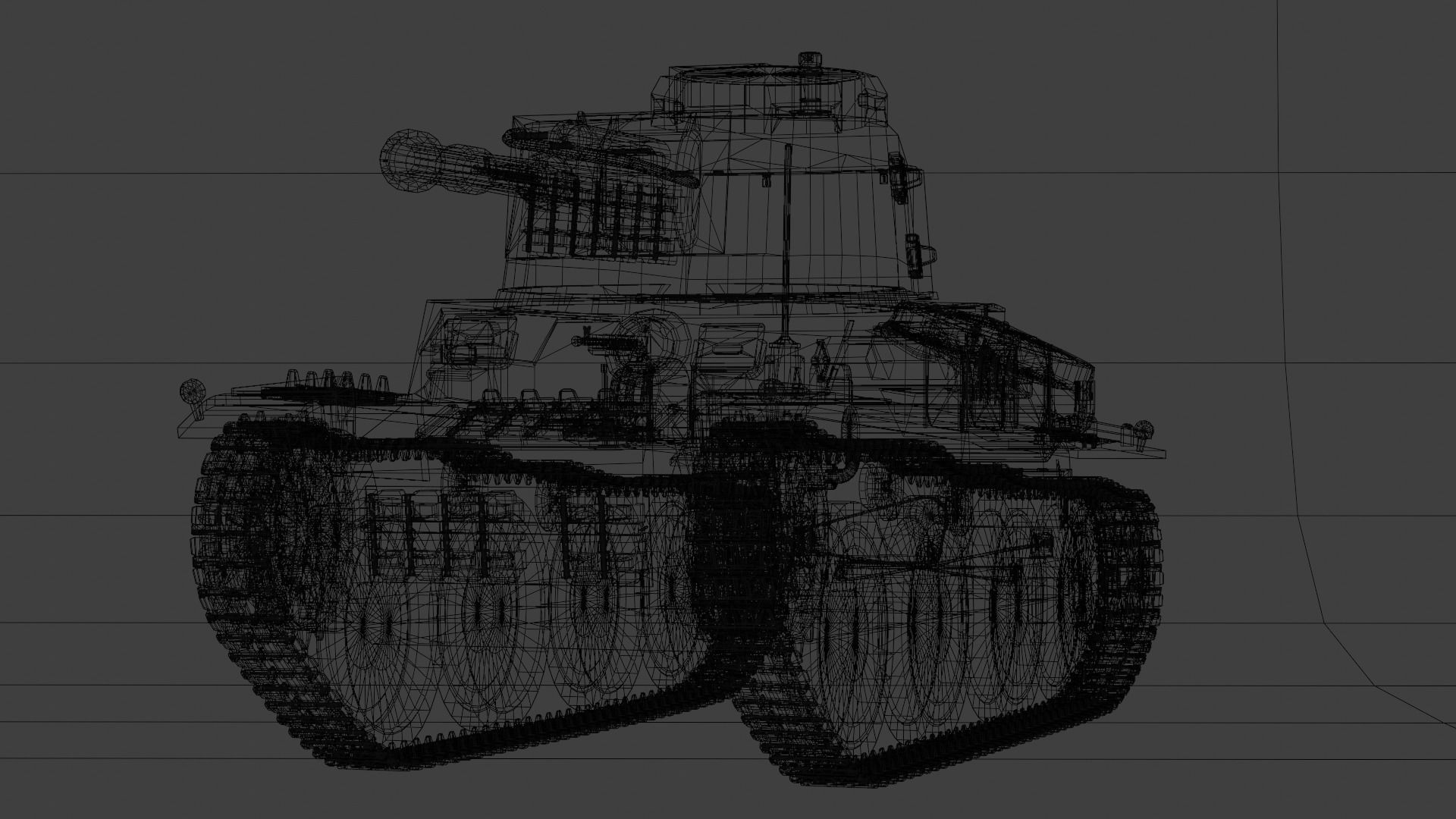 Pz Kpfw 38 tank Low-poly 3D model_1
