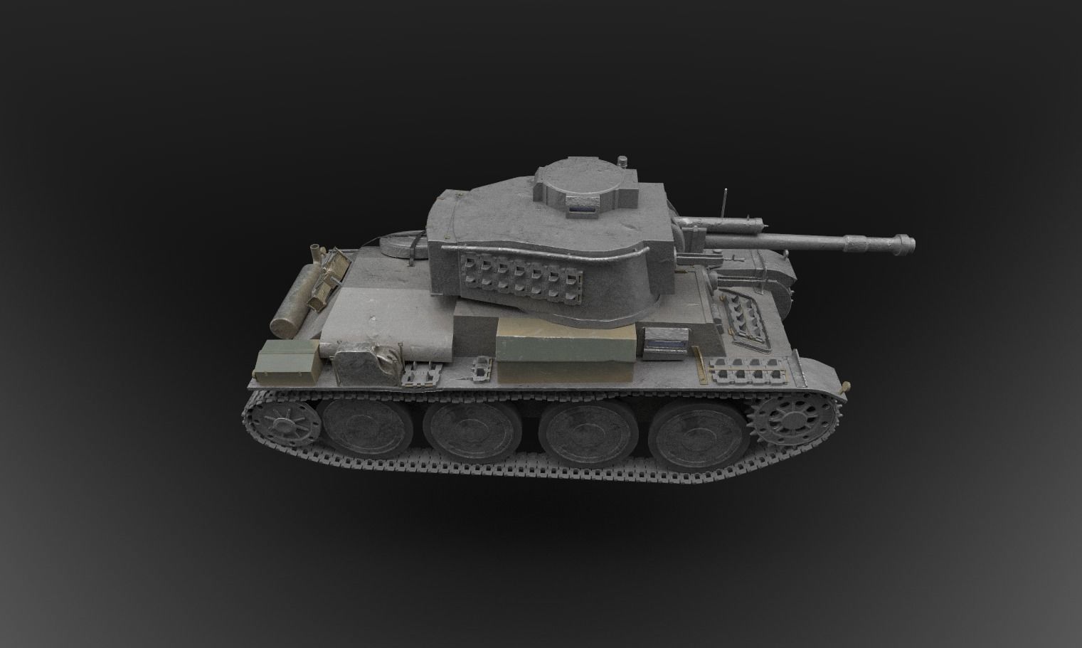 Pz Kpfw 38 tank Low-poly 3D model_6