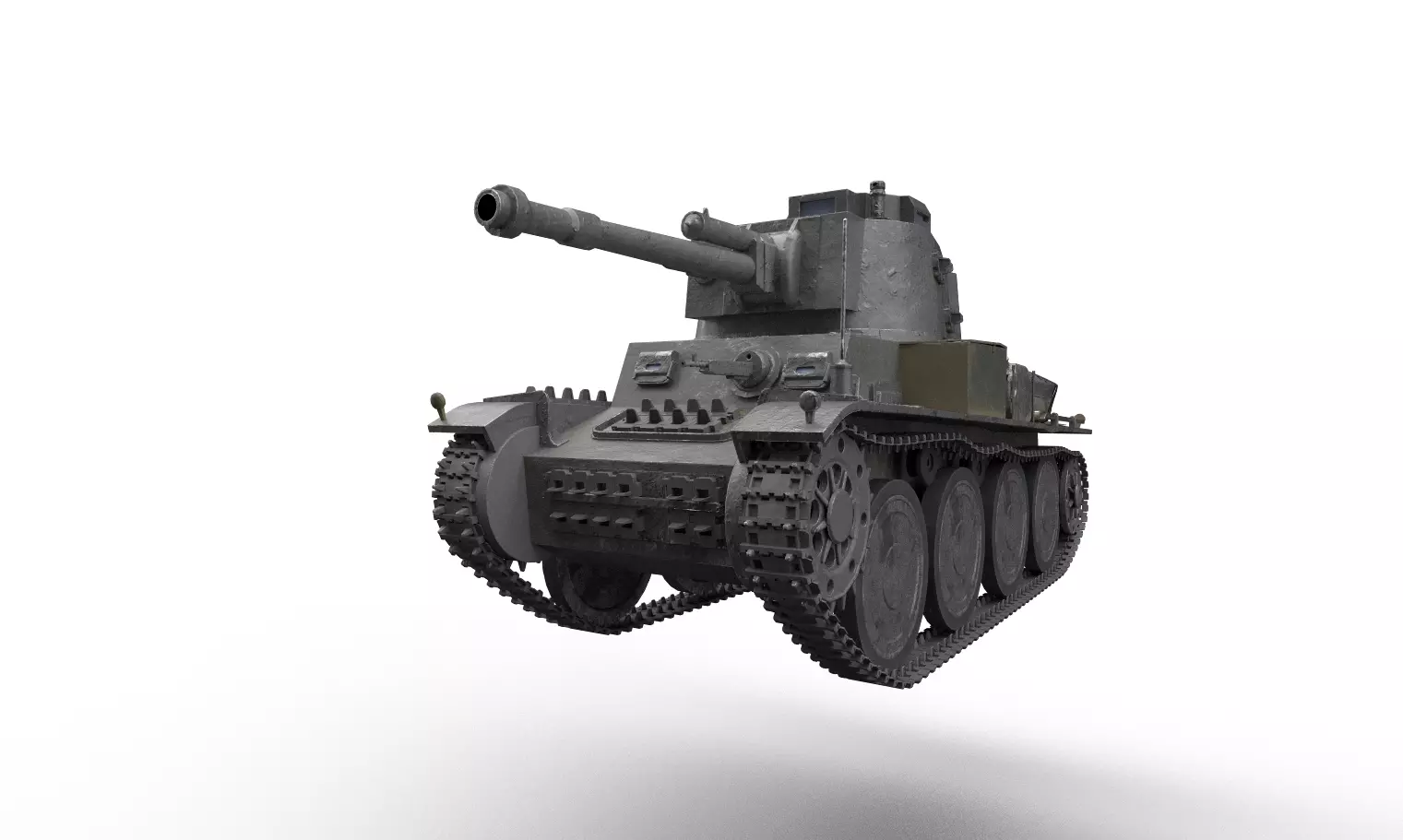 Pz Kpfw 38 tank Low-poly 3D model_0