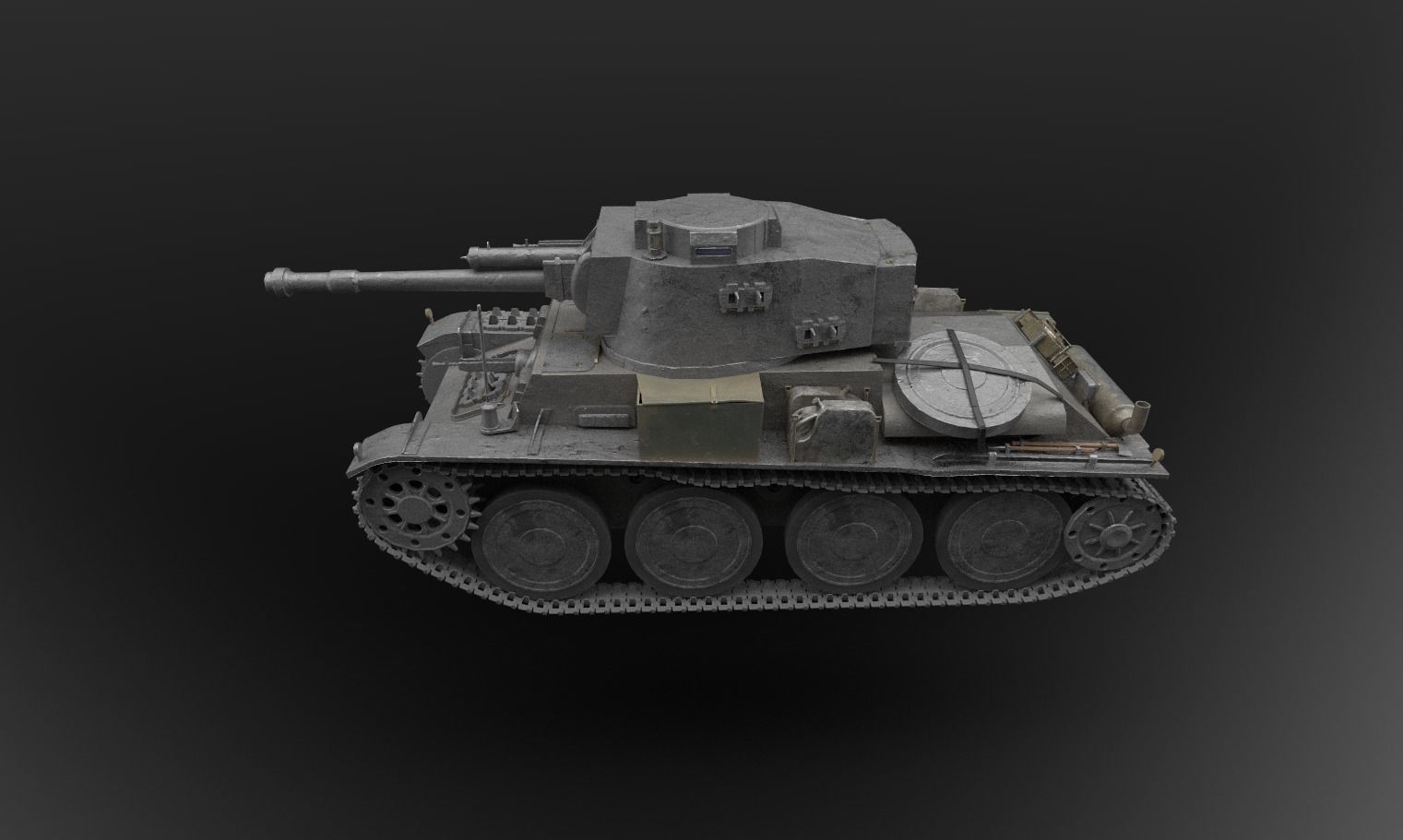 Pz Kpfw 38 tank Low-poly 3D model_5