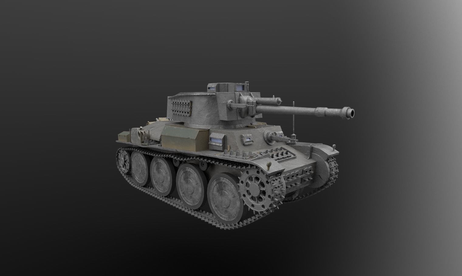Pz Kpfw 38 tank Low-poly 3D model_4
