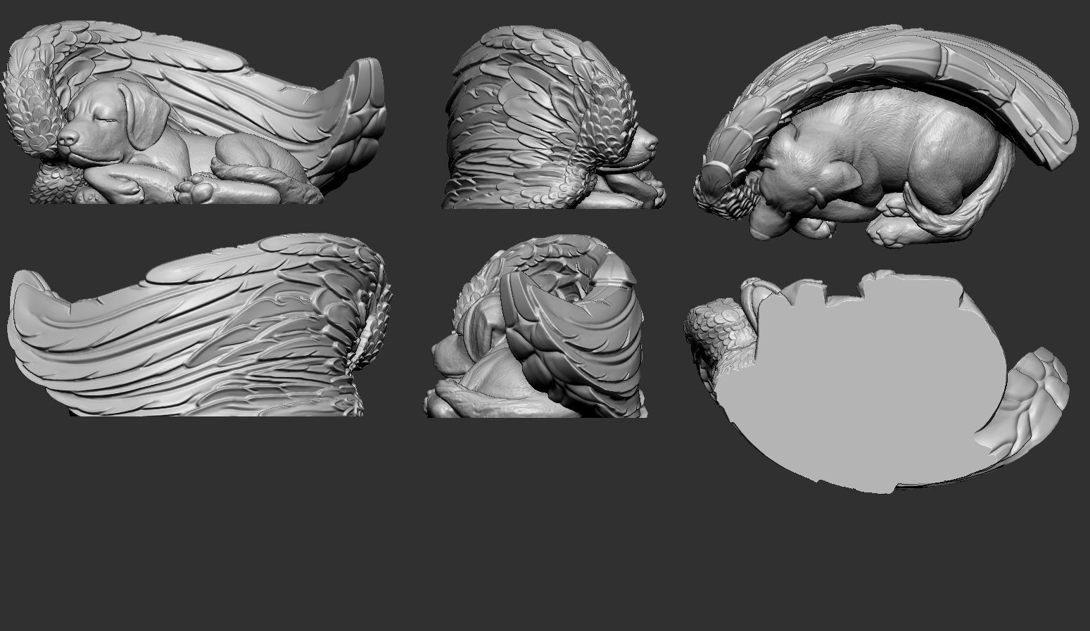 Sleeping Doggie Angel 3D print model_13