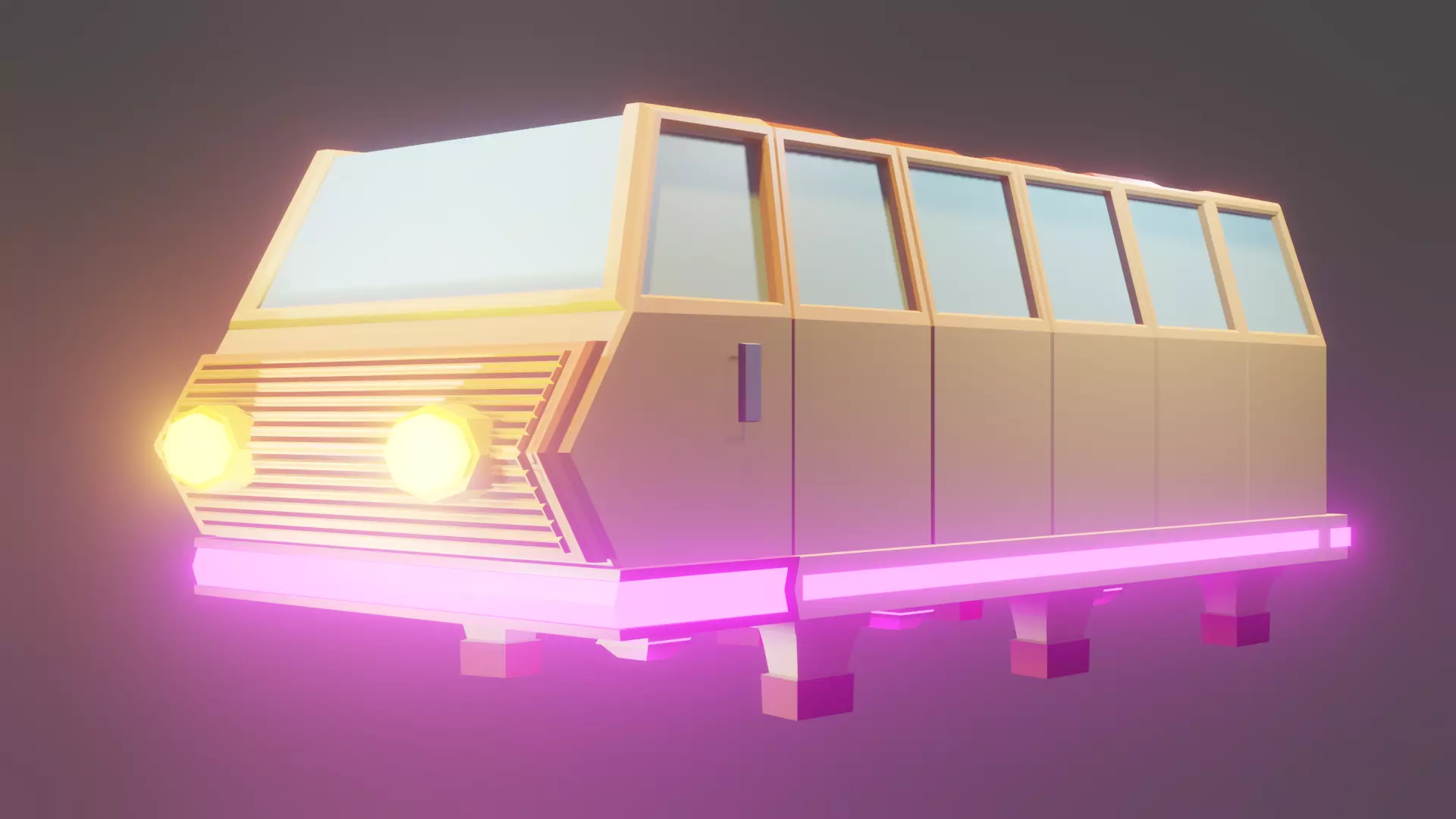 Free low poly flying future bus  Free low-poly 3D model_0