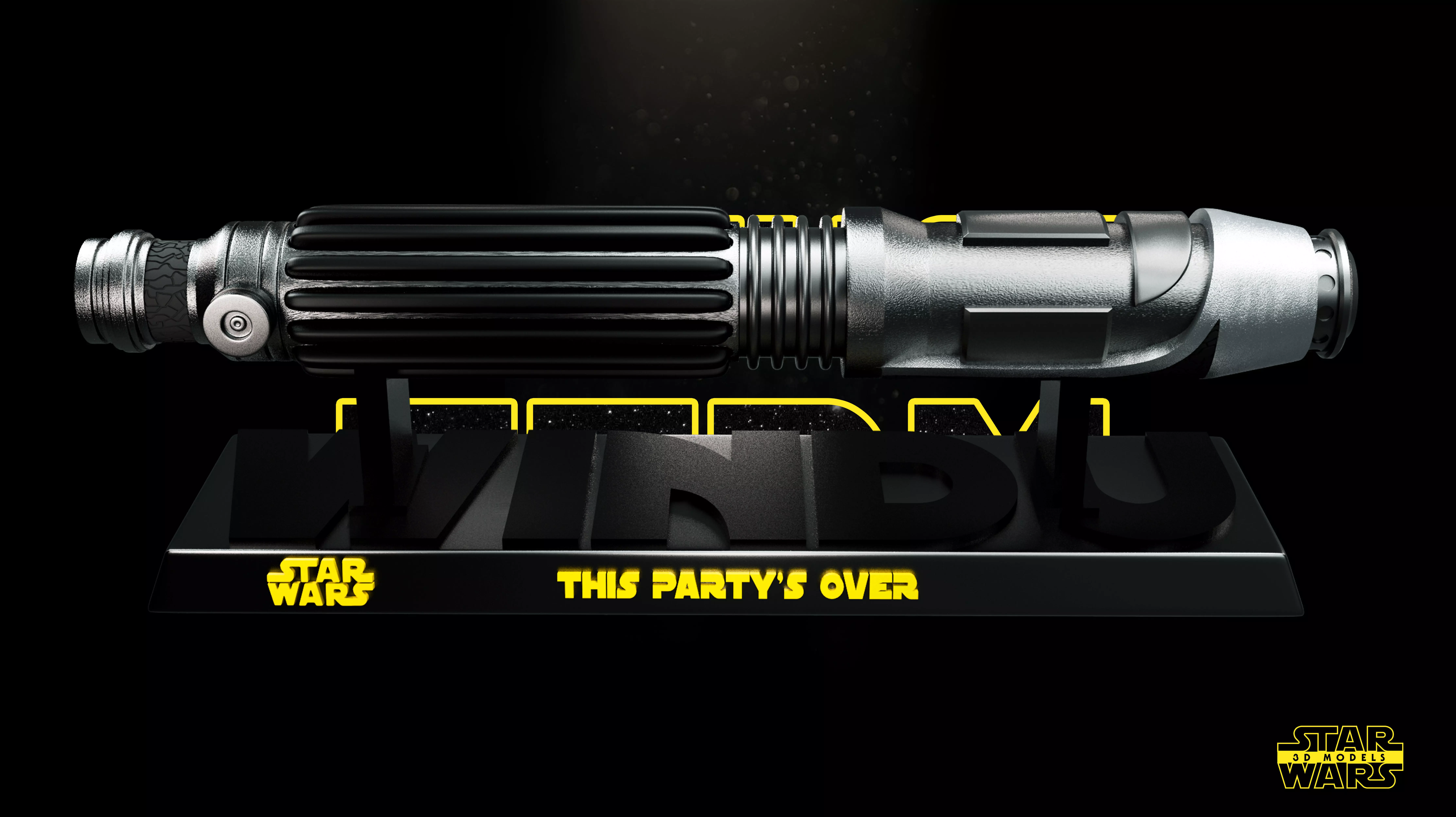 Mace Windu Lightsaber Sculpture - Tested - Ready for 3D printing 3D print model