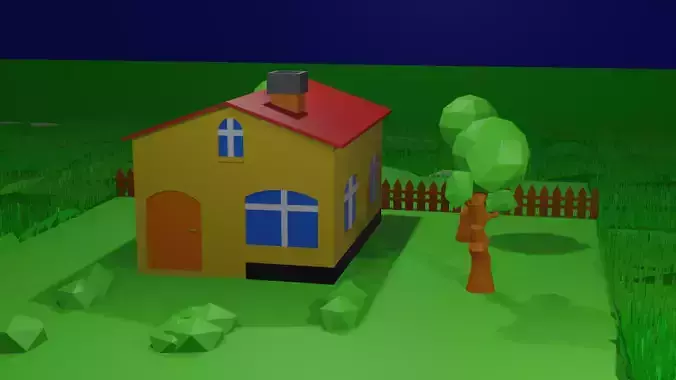blender model house in grass 3D print model