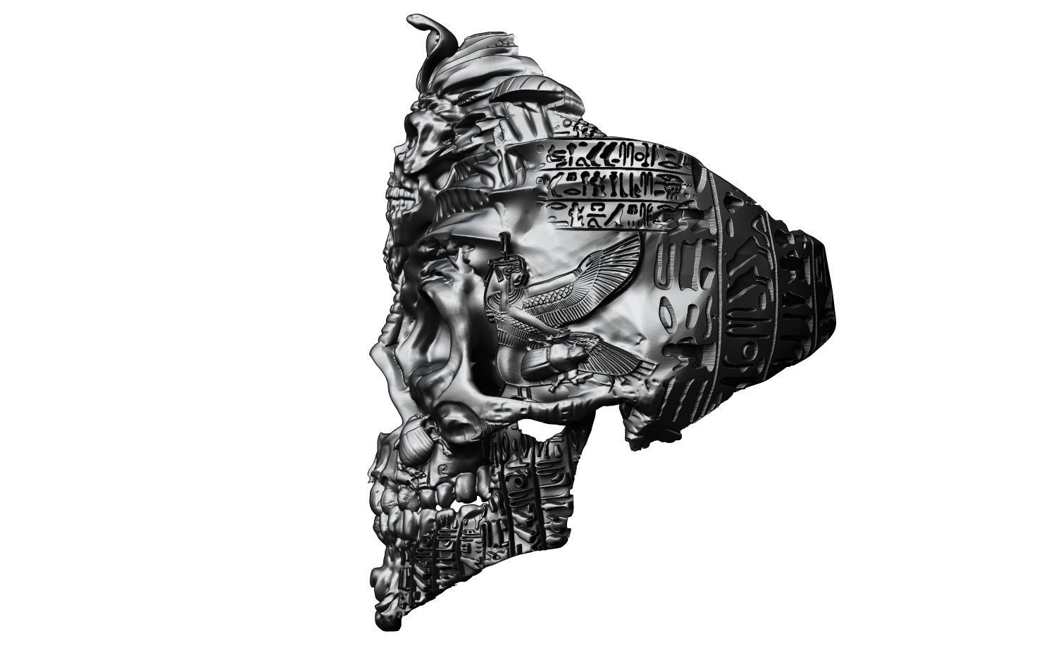 The Pharoh skull ring 3D print model_2