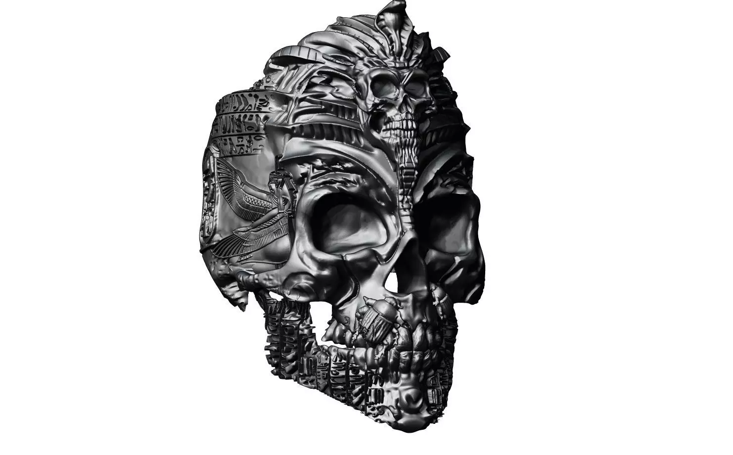 The Pharoh skull ring 3D print model_0