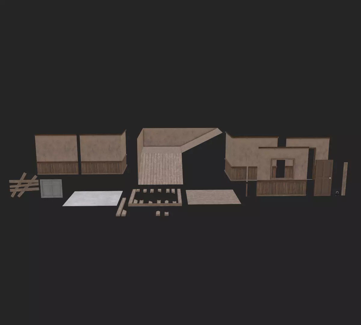 House Parts Set Low-poly 3D model_0