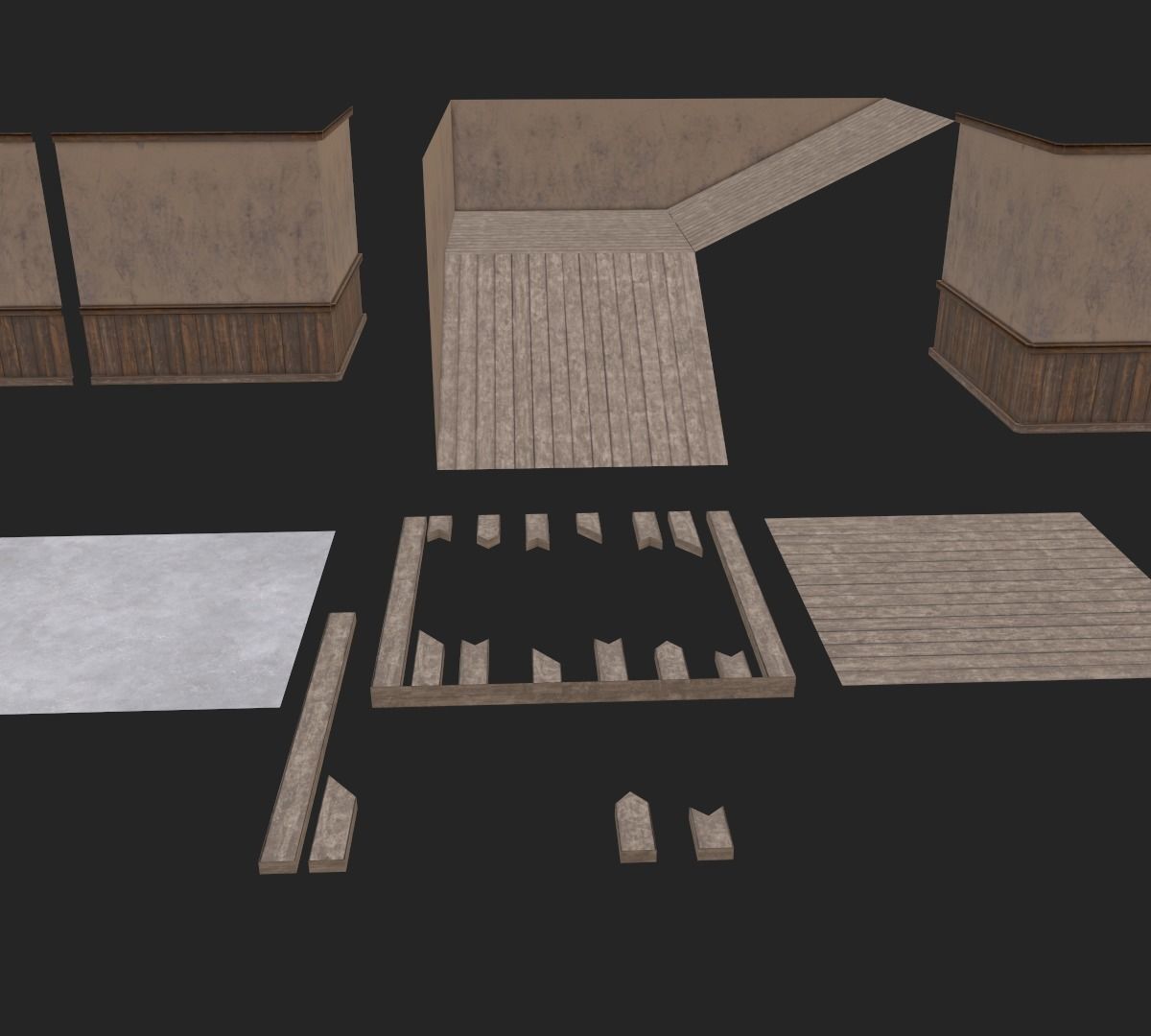 House Parts Set Low-poly 3D model_7