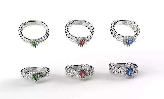 CUBAN LINK HEART RING