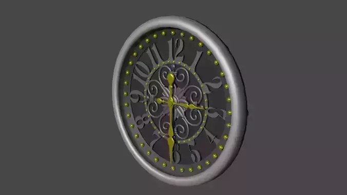 Ornate Vintage Wall Clock - 3D Model Low-poly 3D model