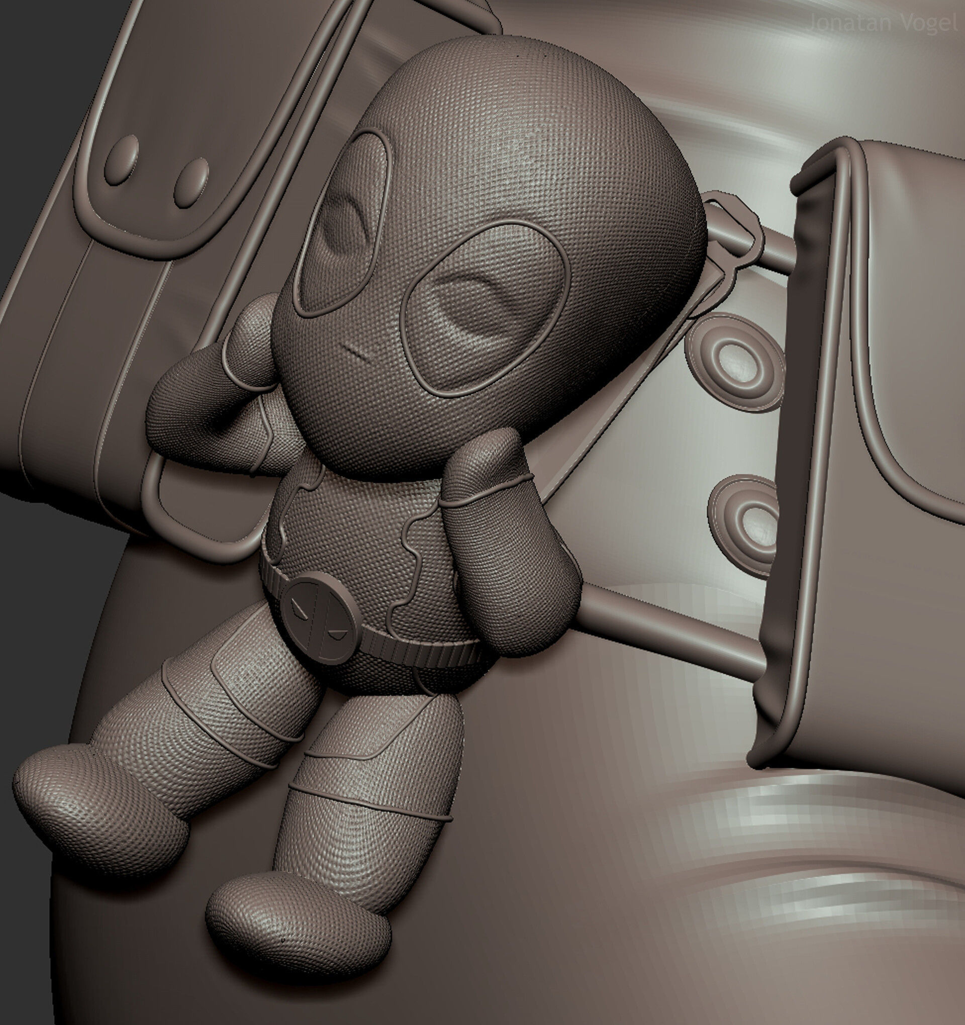 Domino statue of woman holding gun 3D print model_5