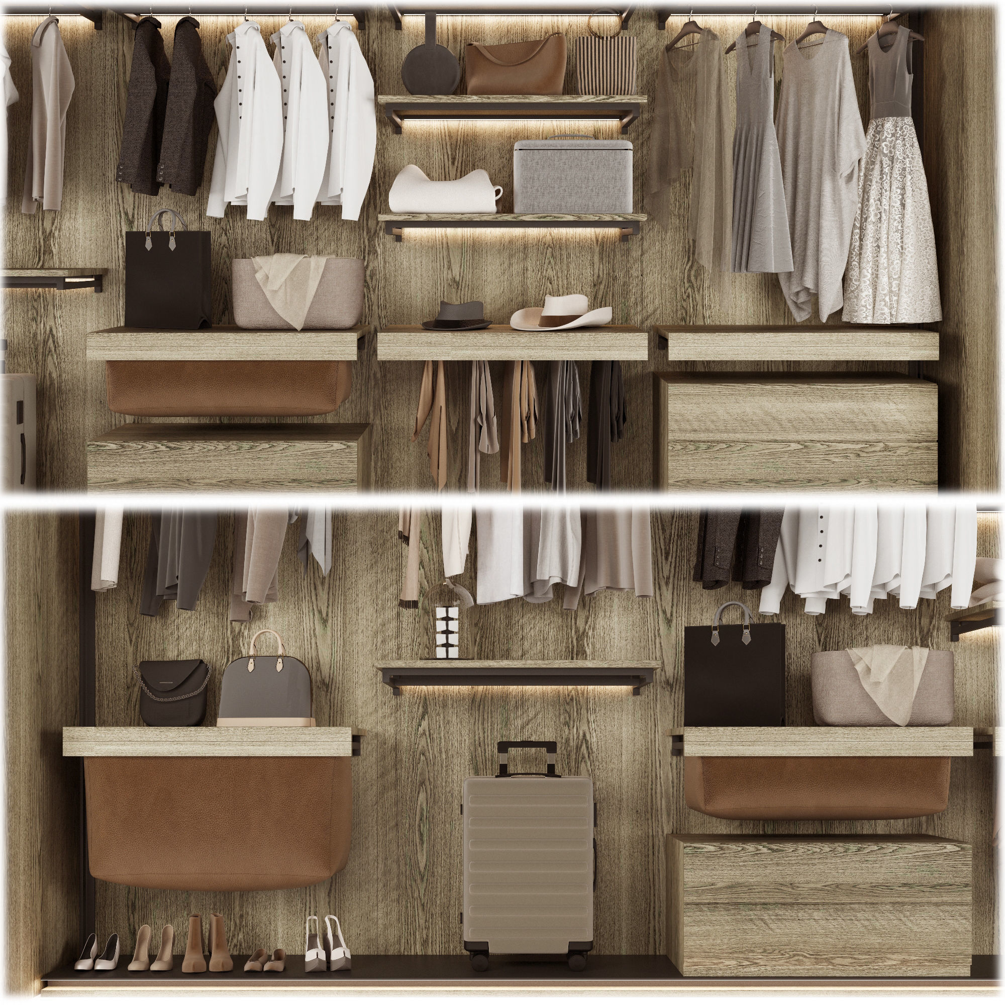 Wardrobe walk in closet design 3D model_3