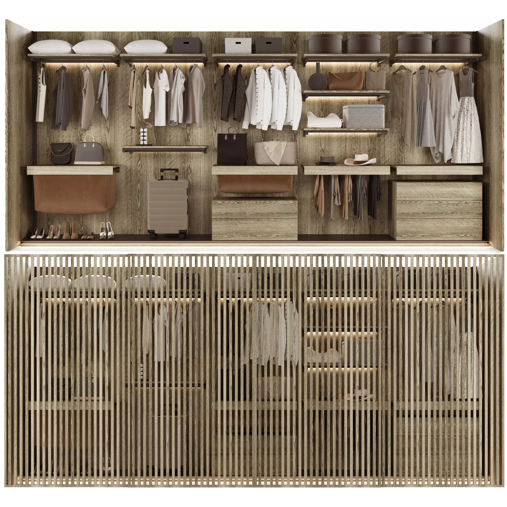 Wardrobe walk in closet design 3D model_0