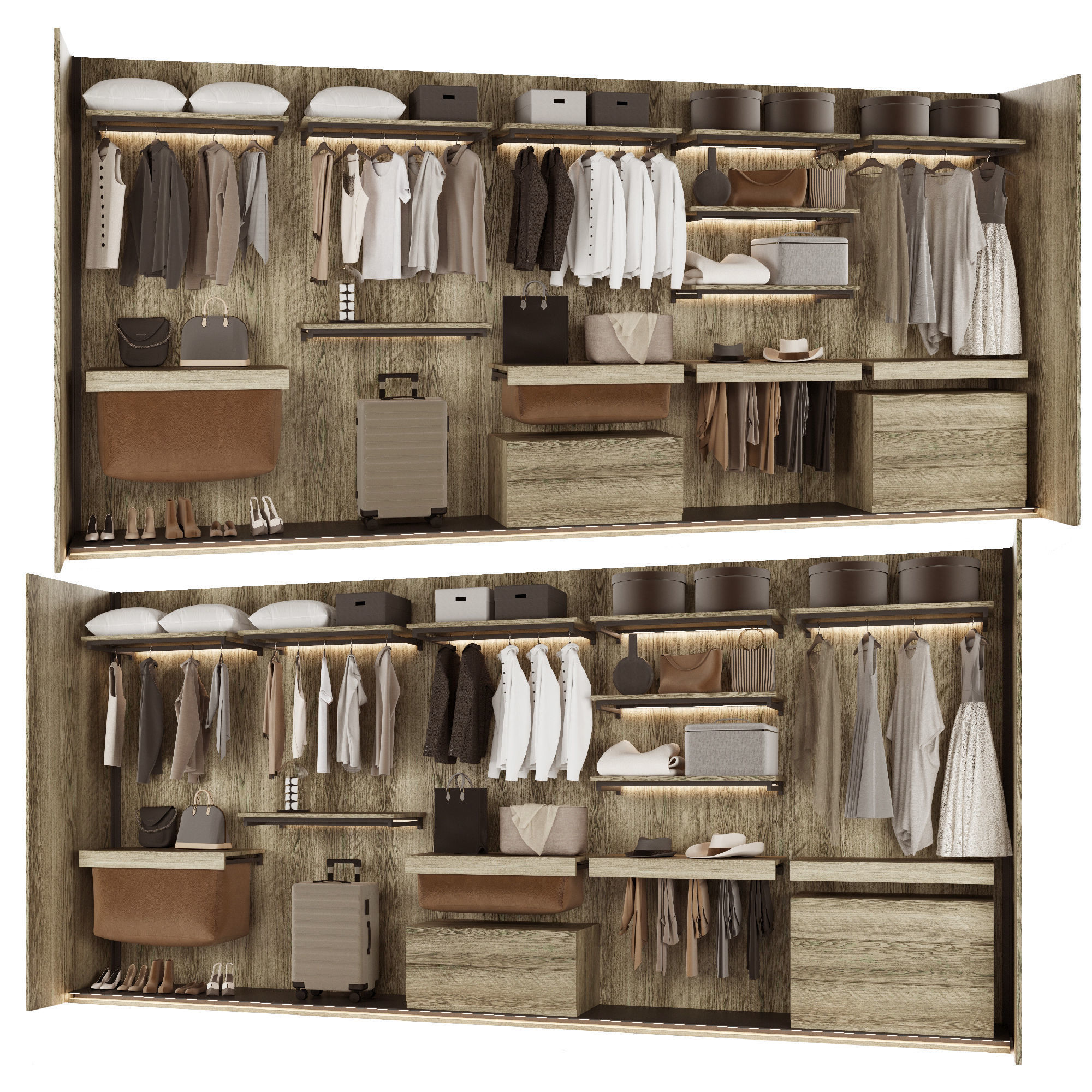 Wardrobe walk in closet design 3D model_2