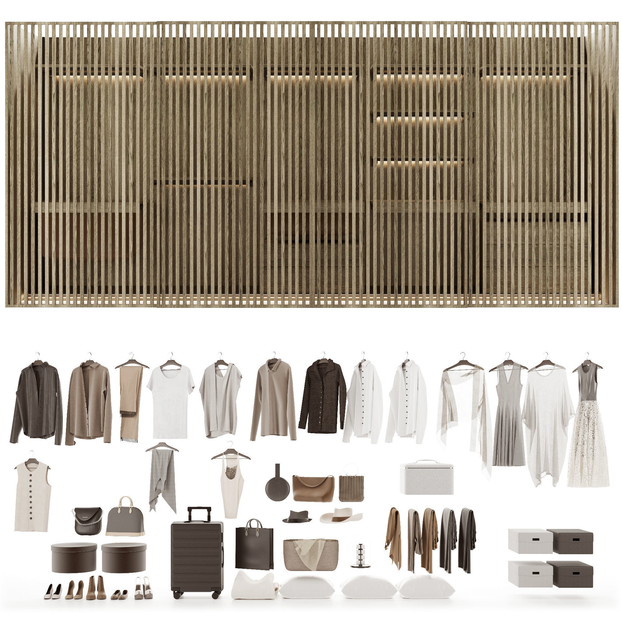 Wardrobe walk in closet design 3D model_4