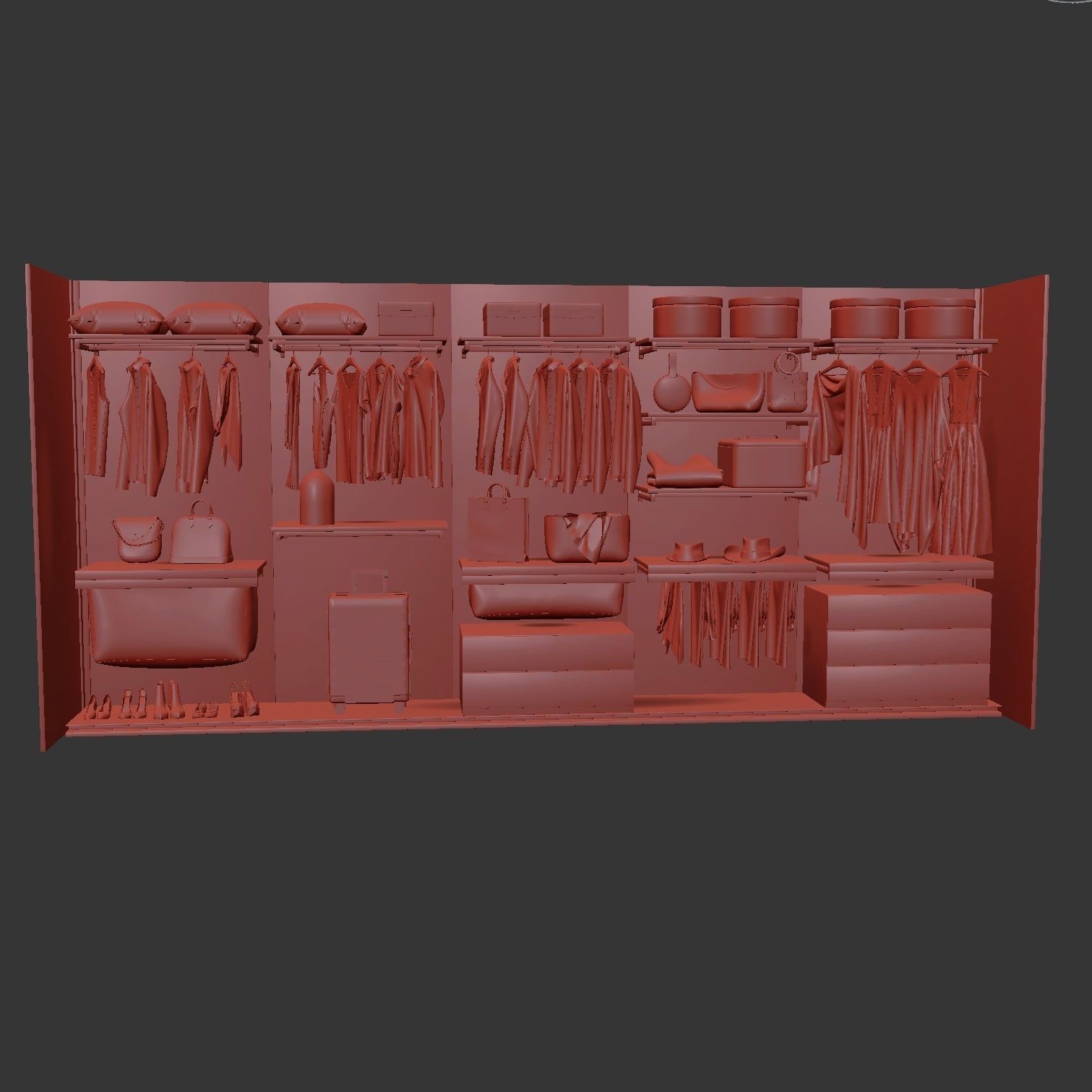 Wardrobe walk in closet design 3D model_6