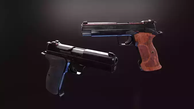 Sig P210 Carry and Target Low-poly 3D model