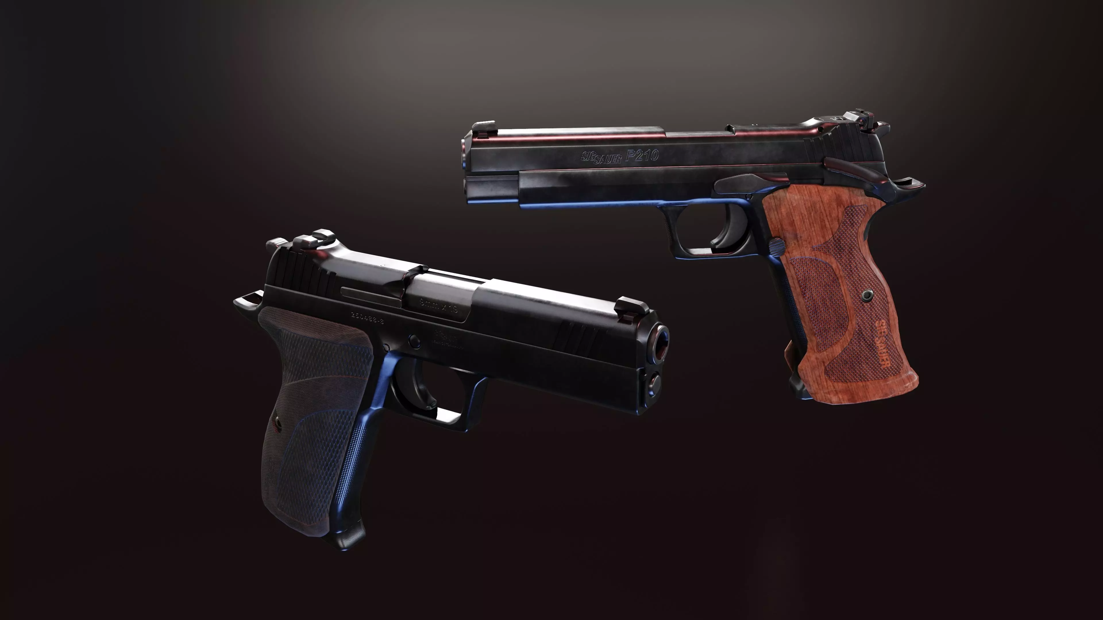 Sig P210 Carry and Target Low-poly 3D model_0