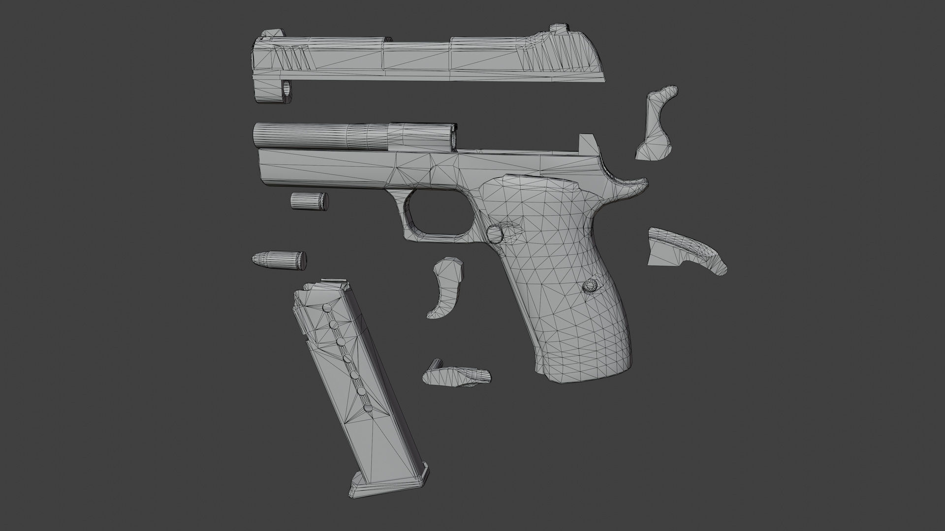 Sig P210 Carry and Target Low-poly 3D model_7