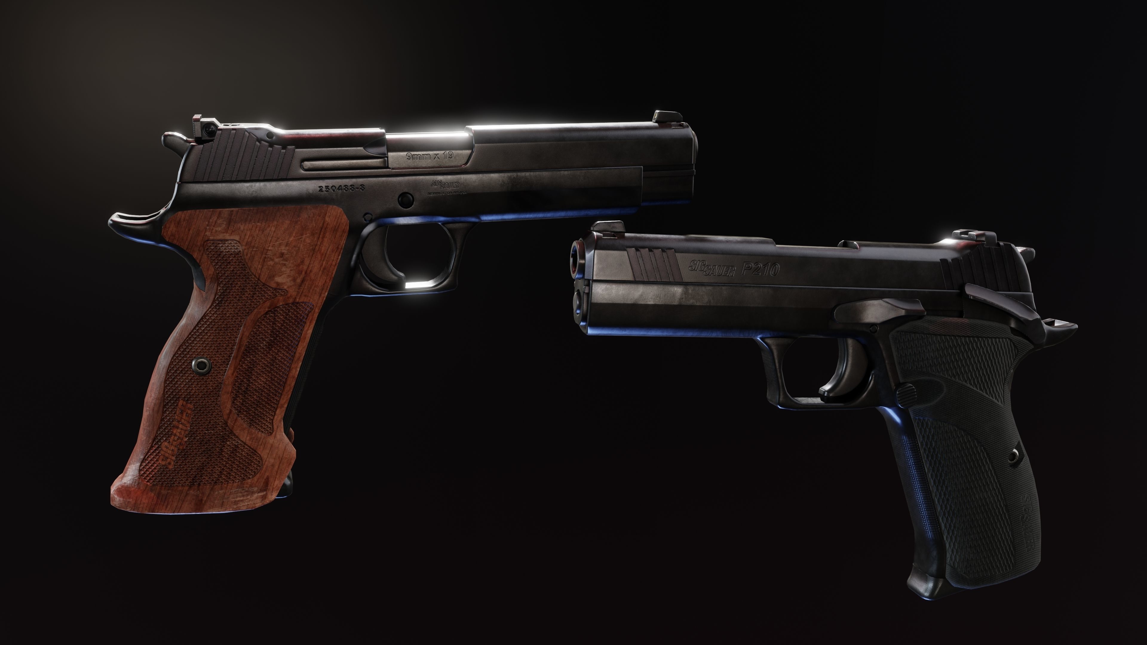 Sig P210 Carry and Target Low-poly 3D model_1