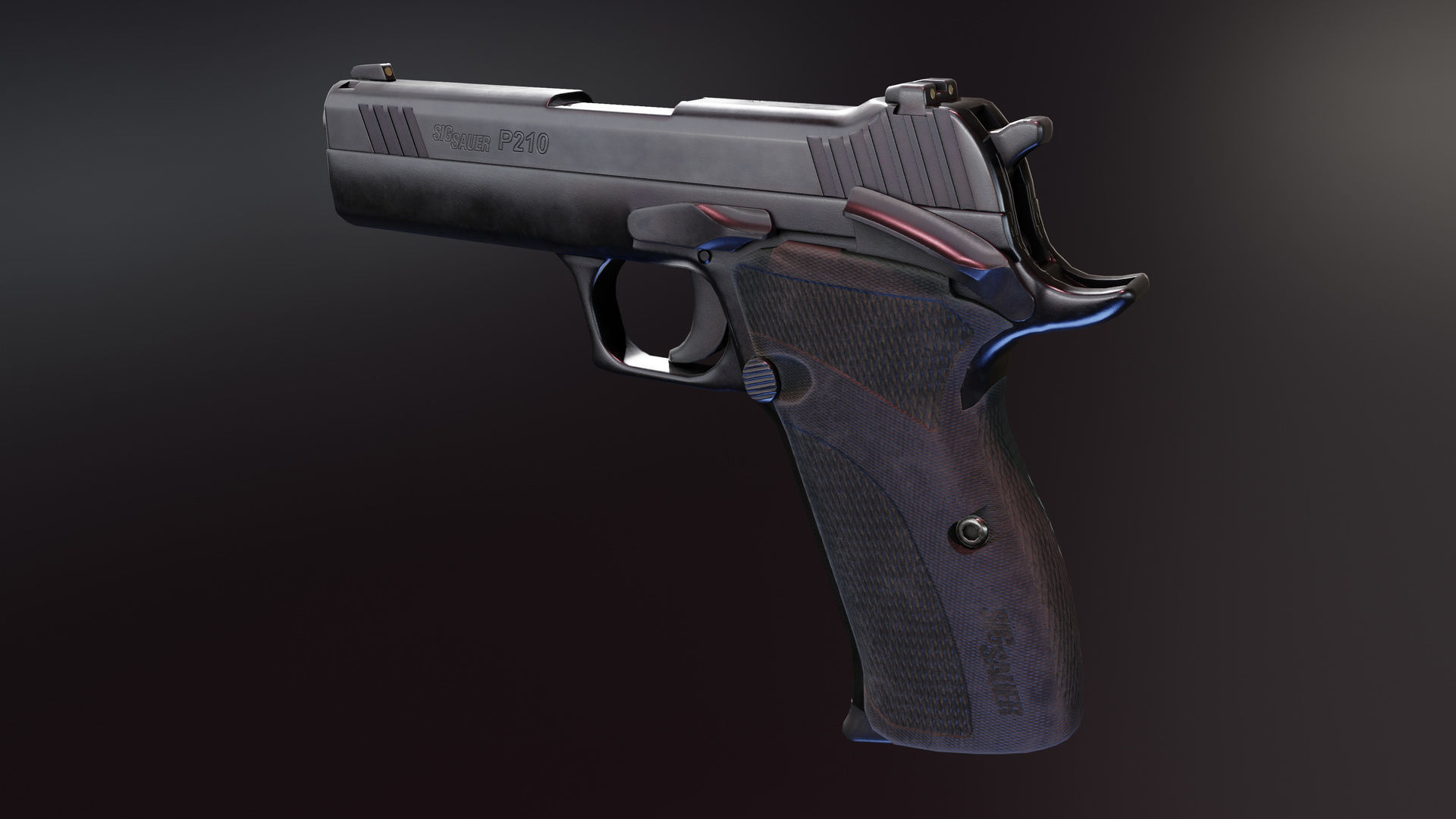 Sig P210 Carry and Target Low-poly 3D model_6