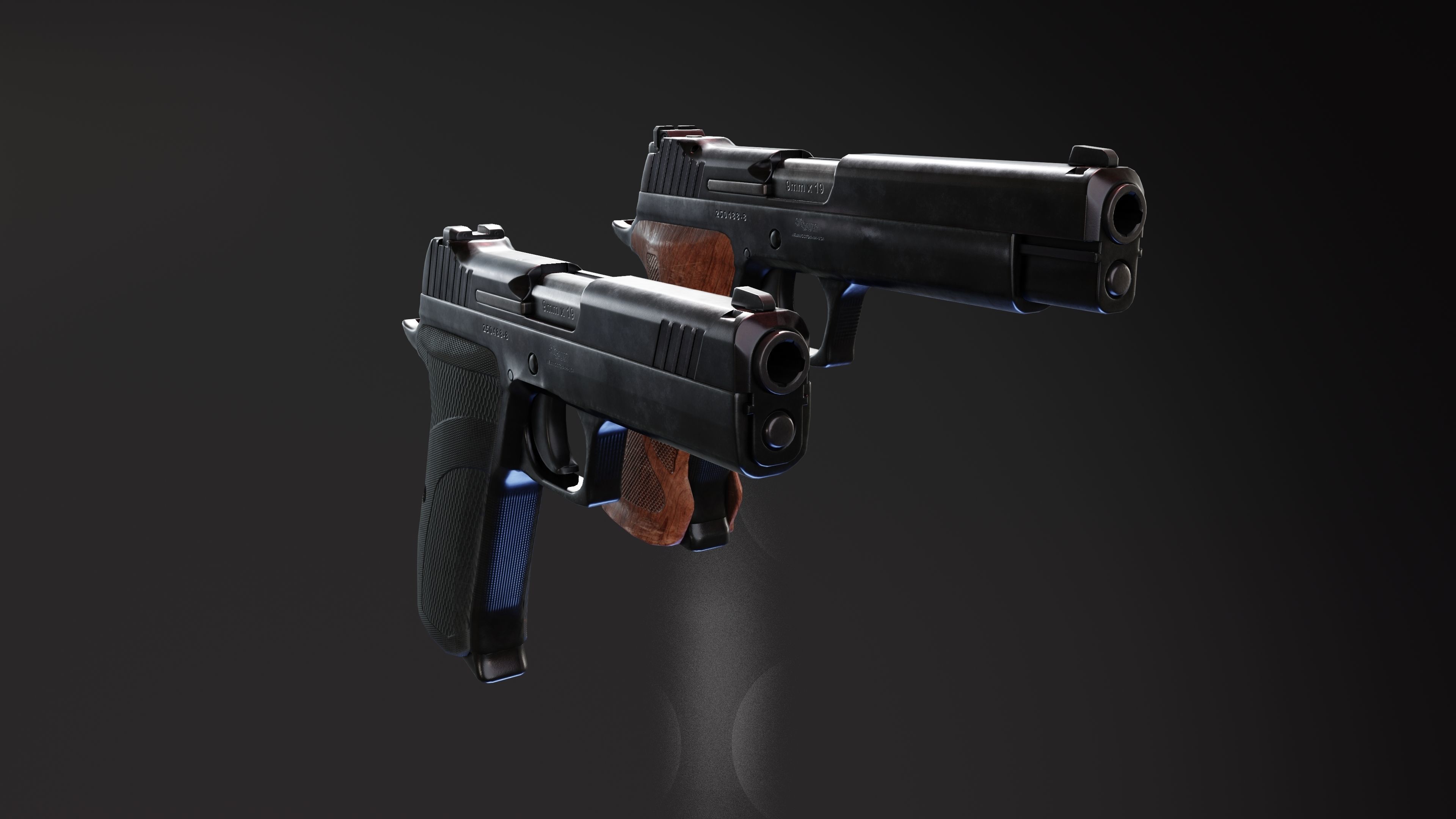 Sig P210 Carry and Target Low-poly 3D model_2