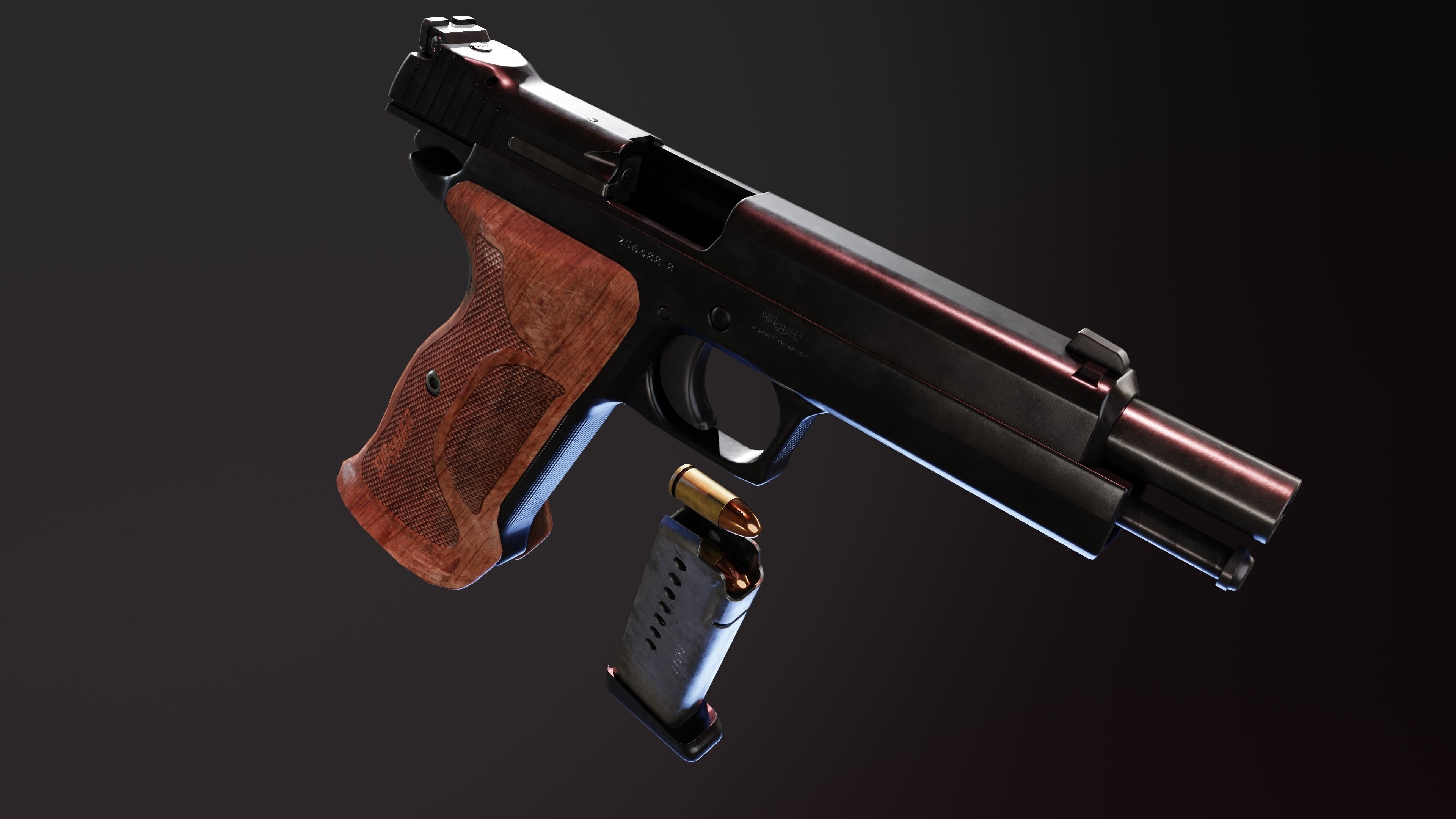 Sig P210 Carry and Target Low-poly 3D model_5
