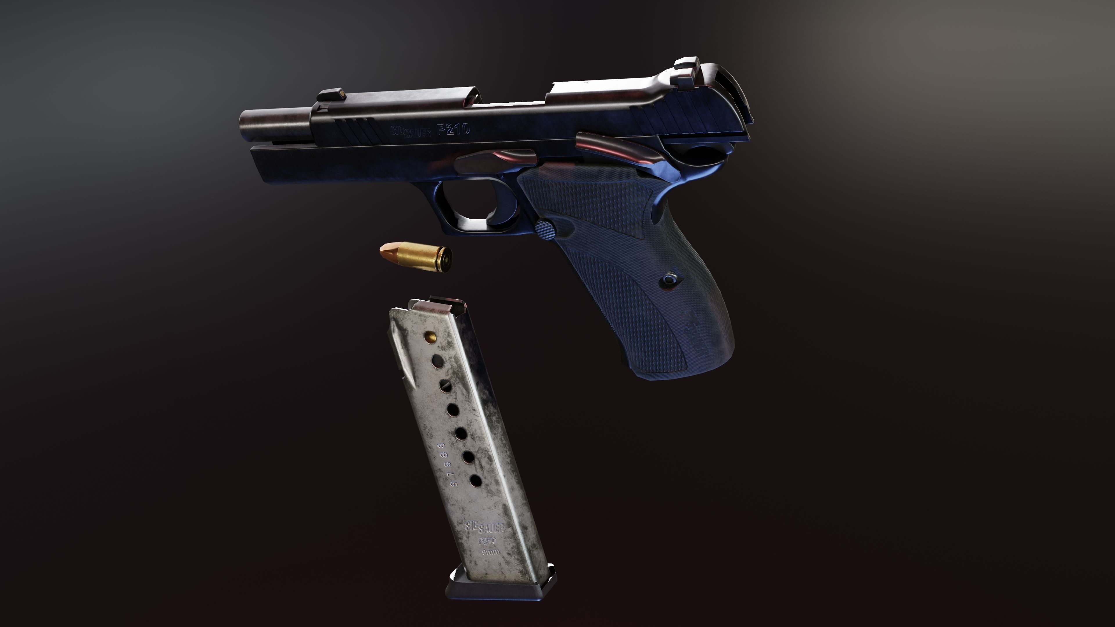 Sig P210 Carry and Target Low-poly 3D model_4
