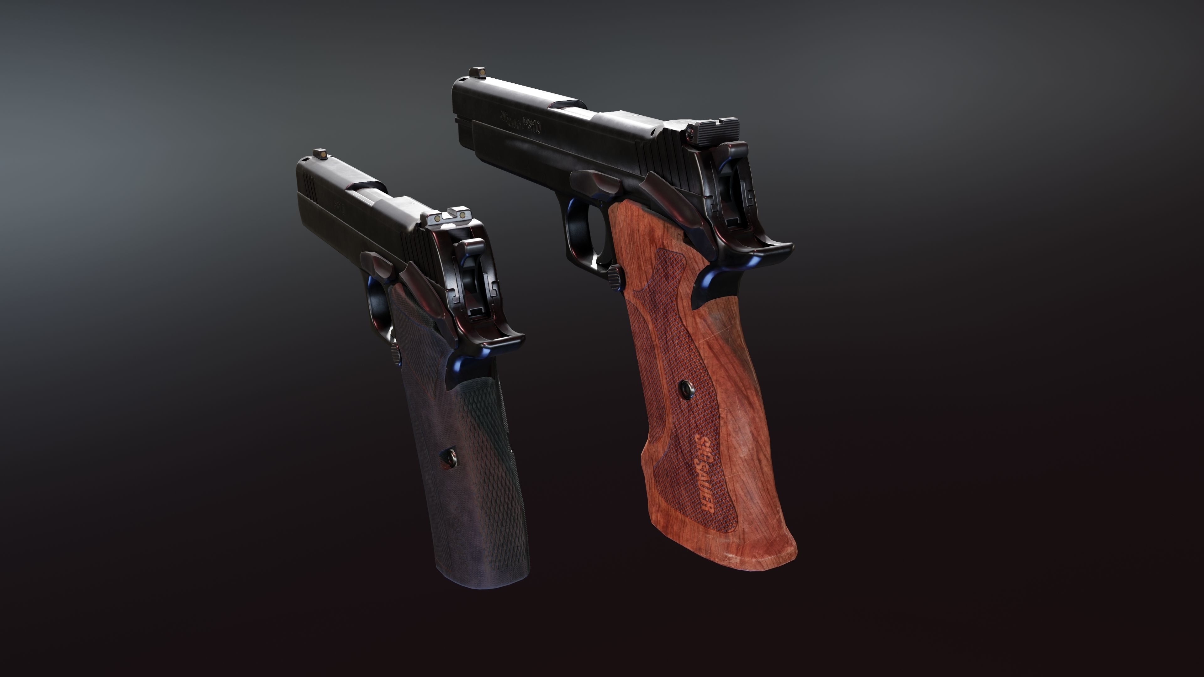 Sig P210 Carry and Target Low-poly 3D model_3