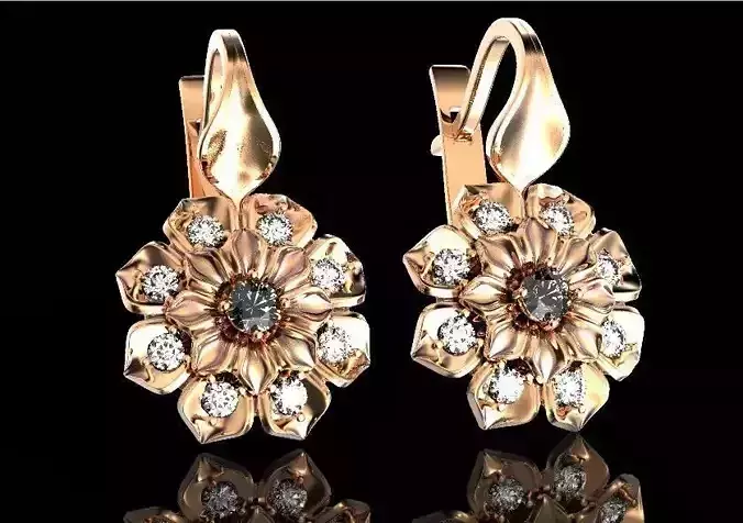  luxury earrings in the shape of a flower with diamonds 472
