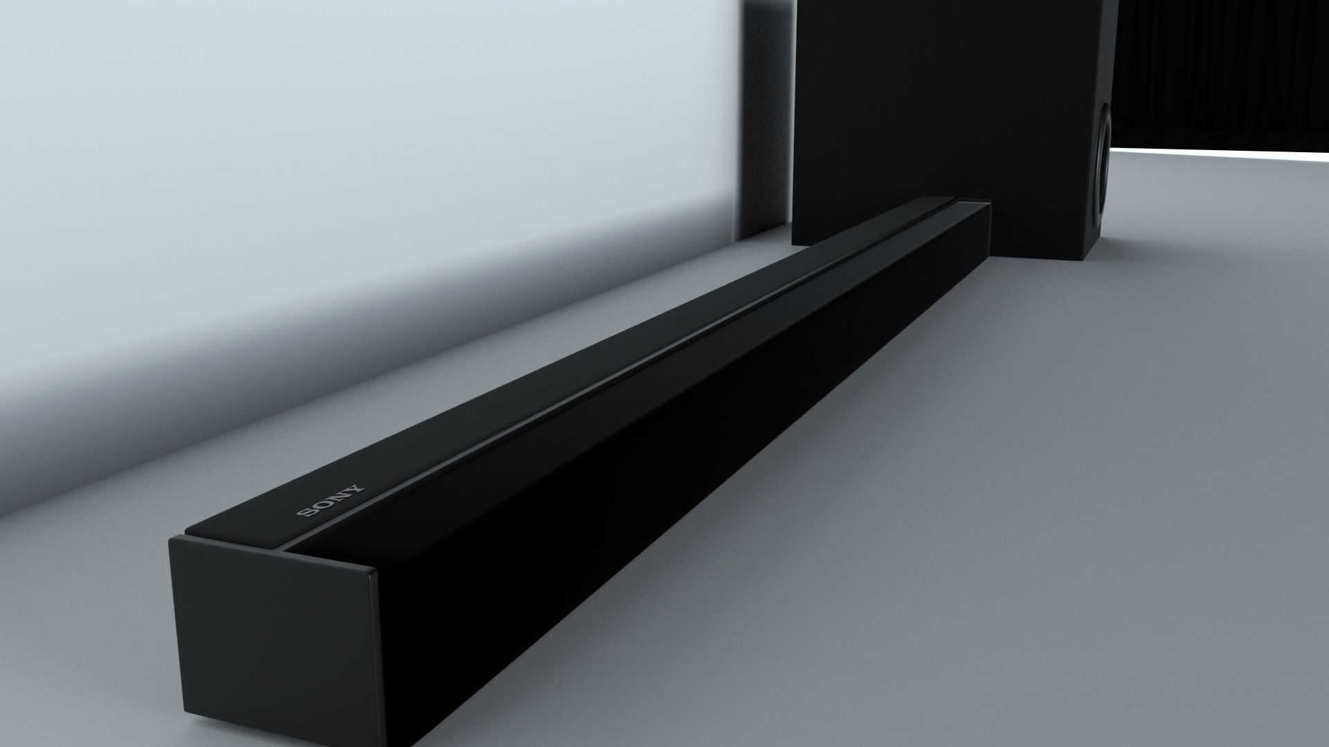 TV with a remote a sound bar and subwoofer  3D model_5