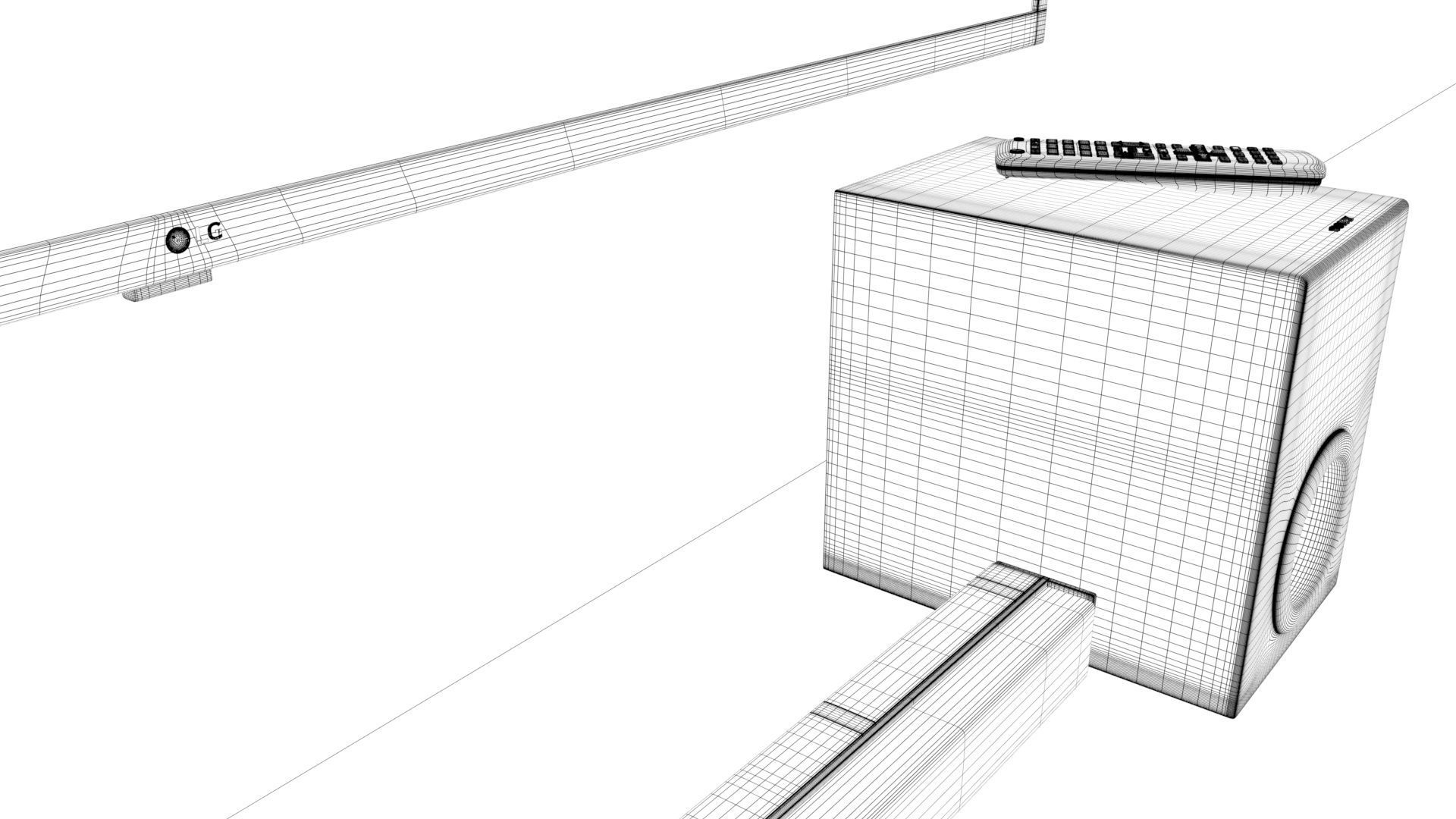 TV with a remote a sound bar and subwoofer  3D model_11