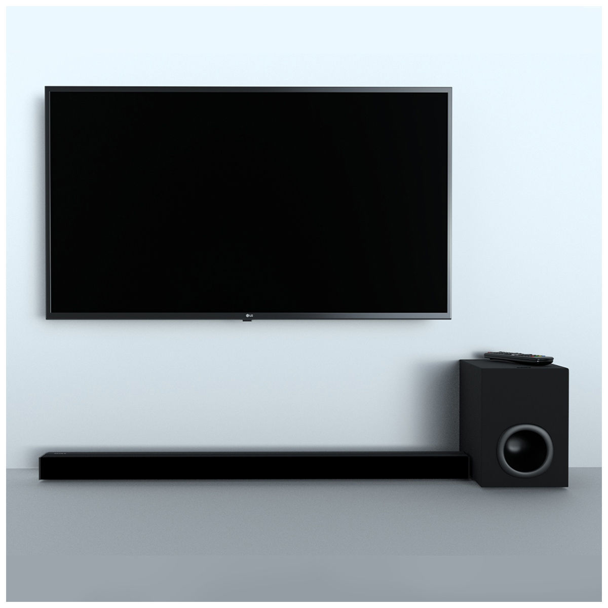 TV with a remote a sound bar and subwoofer  3D model_8
