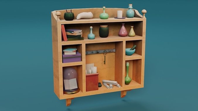 Low-poly shelf Low-poly 3D model