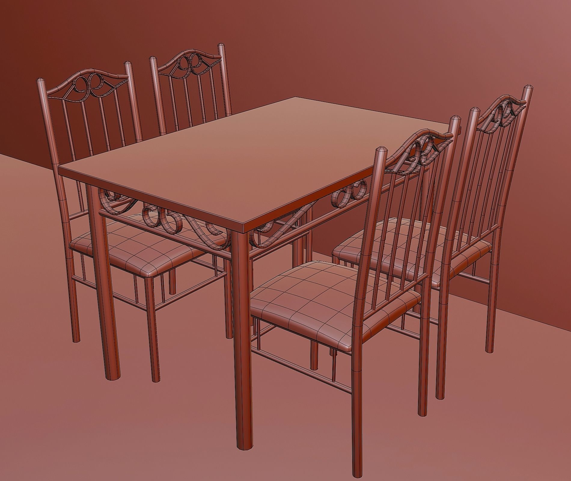 Kitchen dining furniture set Low-poly 3D model_6