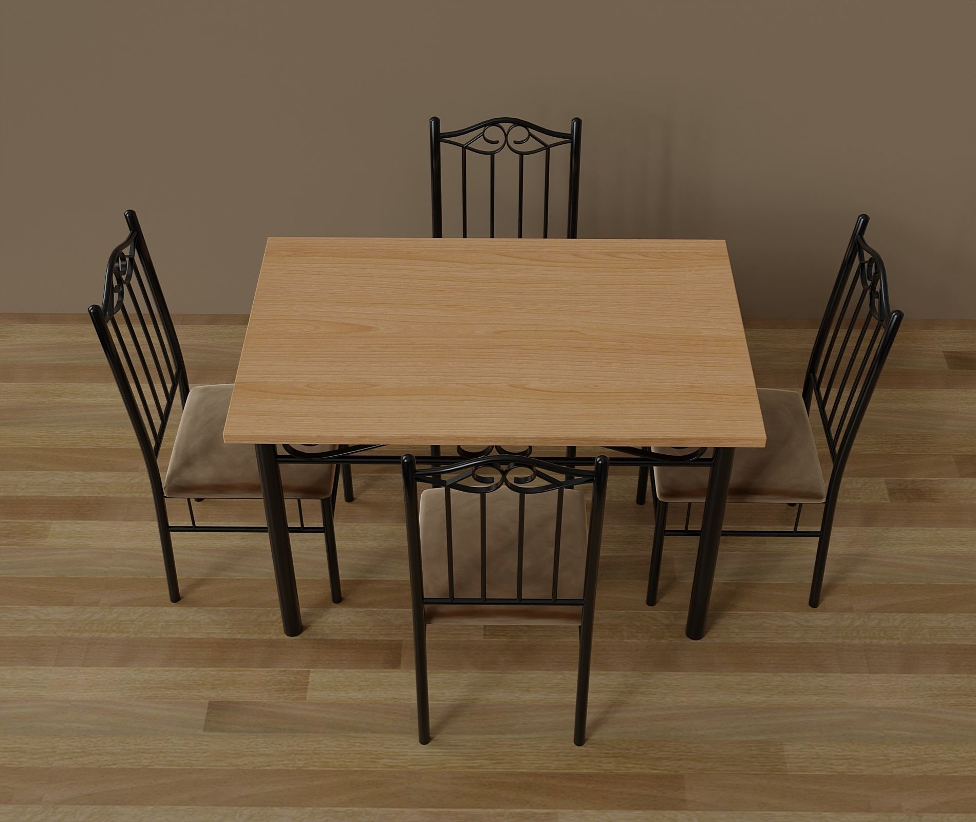 Kitchen dining furniture set Low-poly 3D model_1