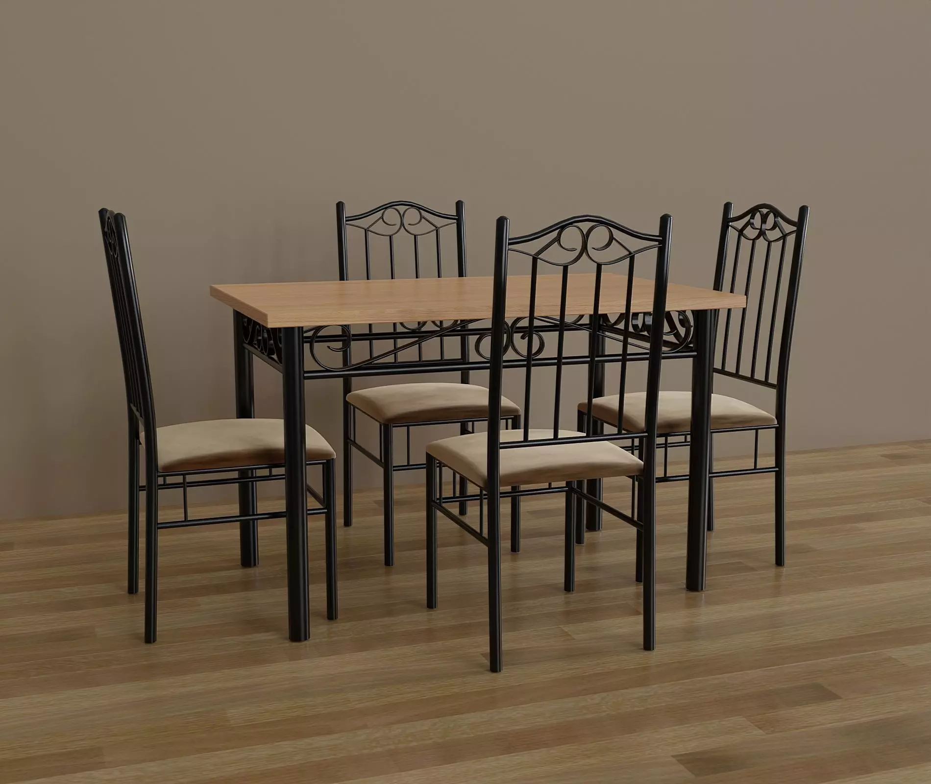 Kitchen dining furniture set Low-poly 3D model_0